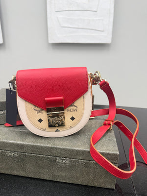 MCM Red And Cram Leather 2Way Patricia Crossbody Bag