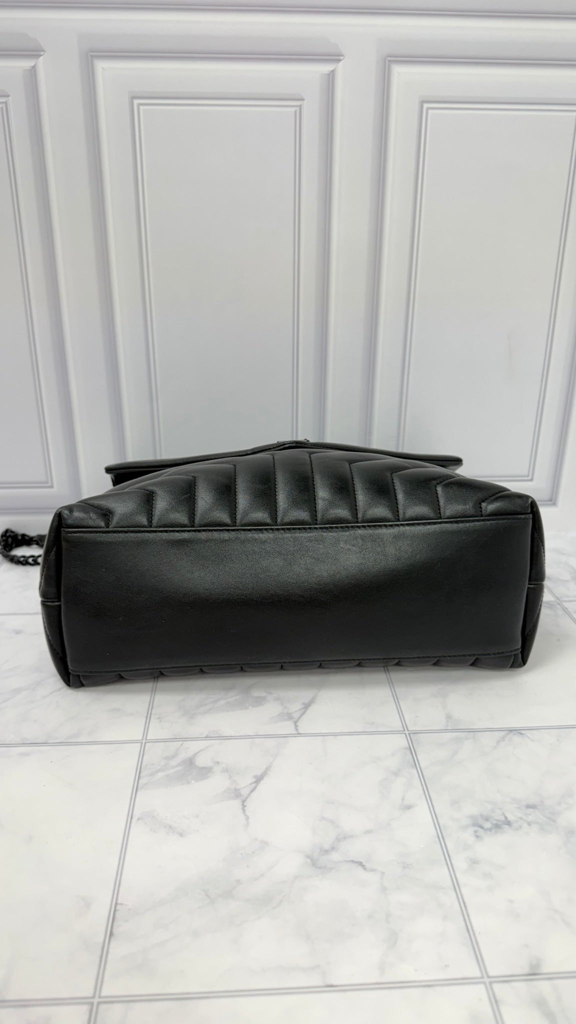 Saint Laurent YSL Black Quilted Leather Medium Lou Lou Shoulder Bag 