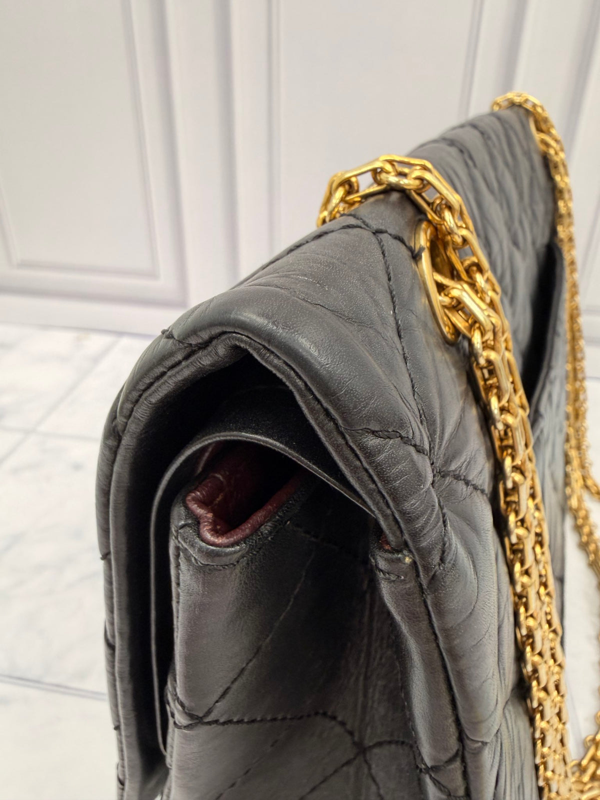 Chanel Black Calfskin Leather Jumbo 2.55 Handbag