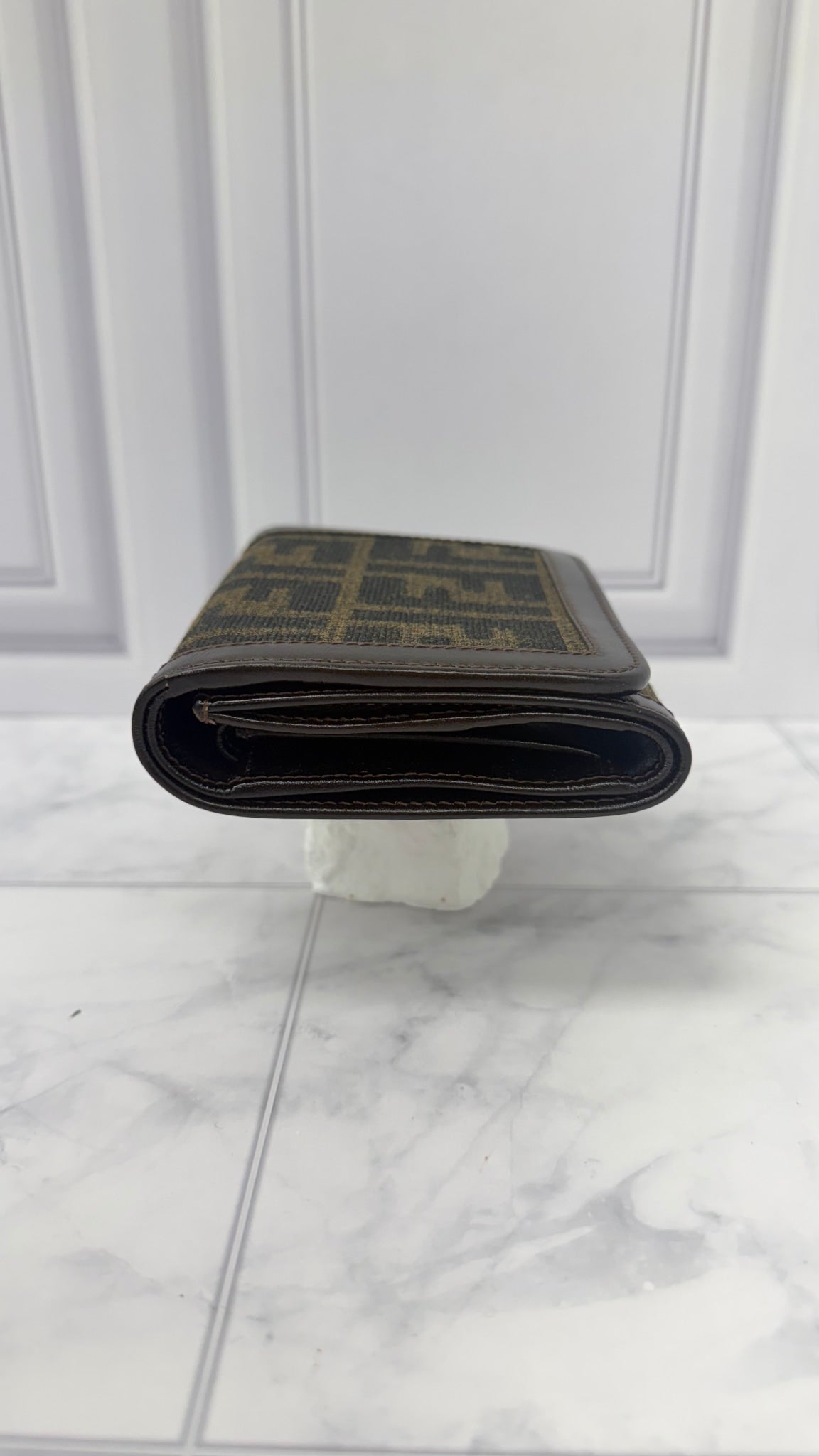 LIKE NEW - Fendi Brown Zucca Canvas Trifold Wallet 