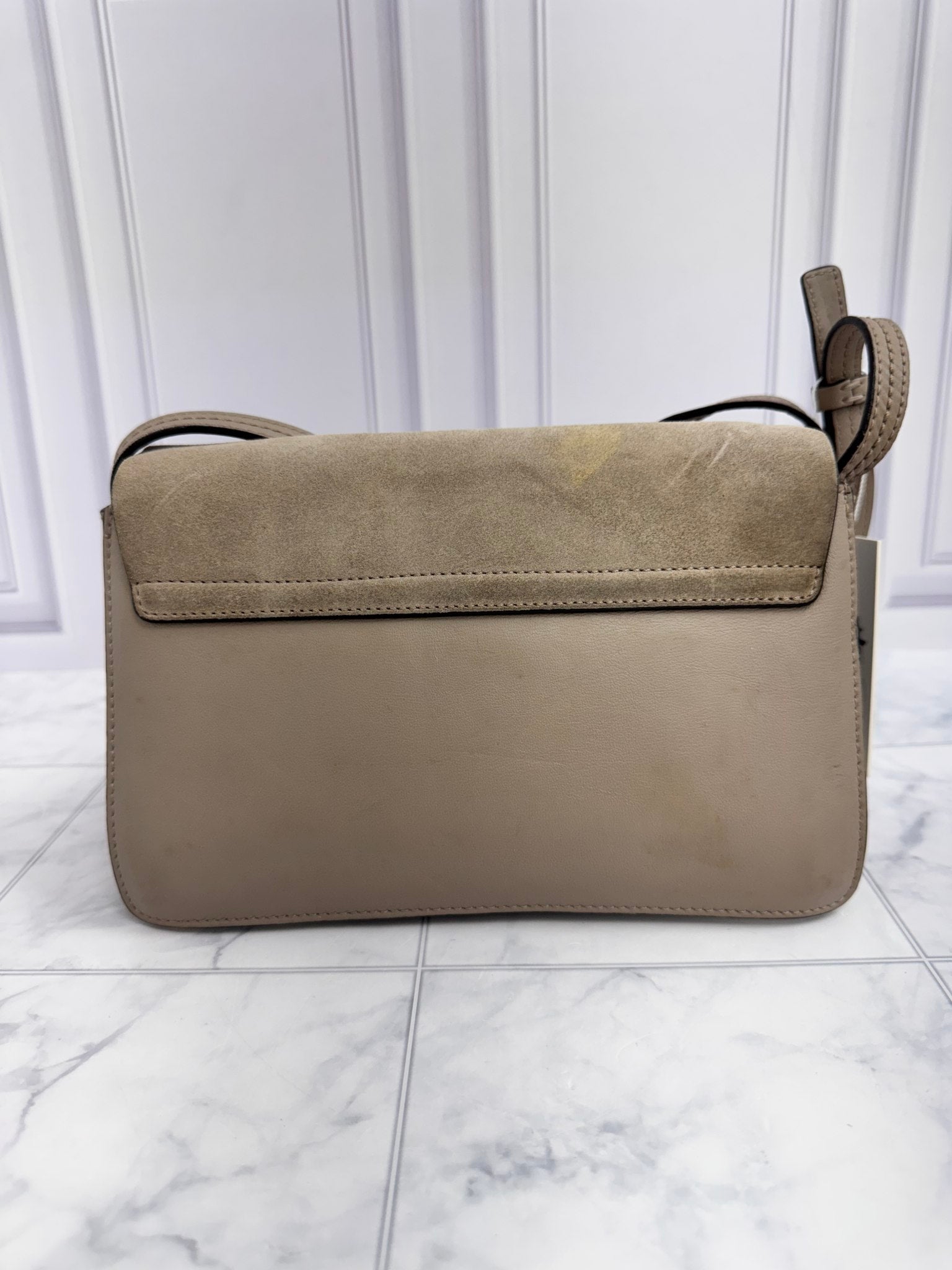 Chloe Taupe Suede And Leather Faye Studded Shoulder Bag