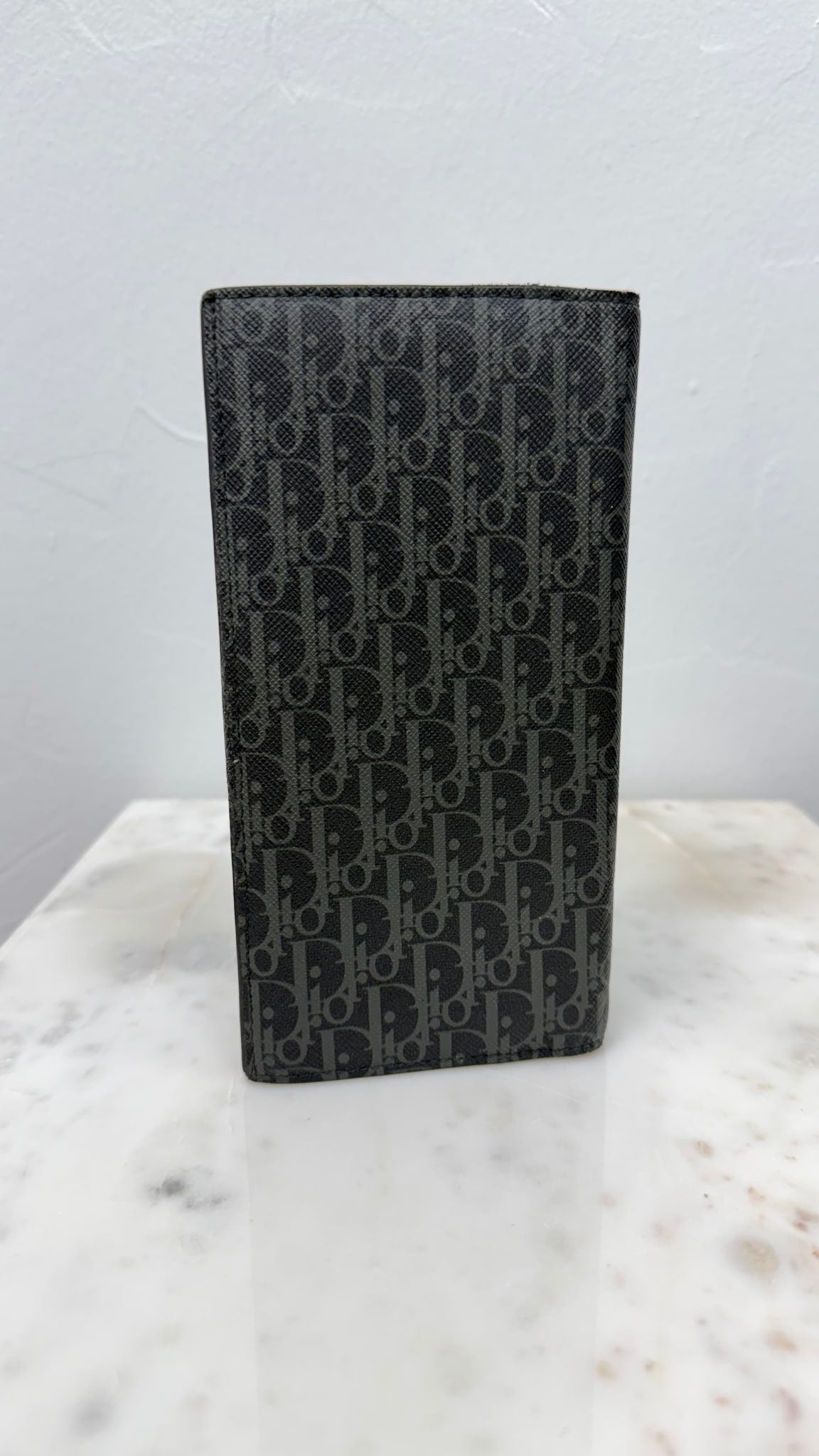 Christian Dior Black & Grey Jacquard Coated Canvas Long Wallet