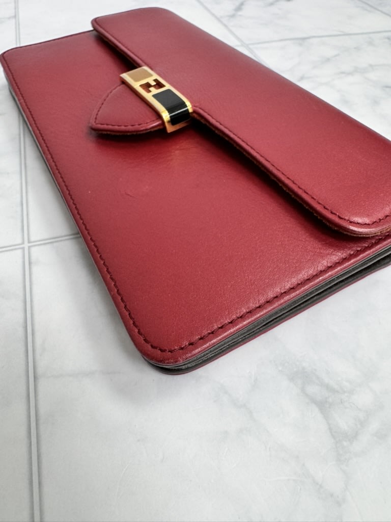 Fendi Red Leather Long Wallet