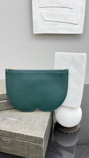 BRAND NEW - Burberry Green Pebbled Leather Chess Pouch