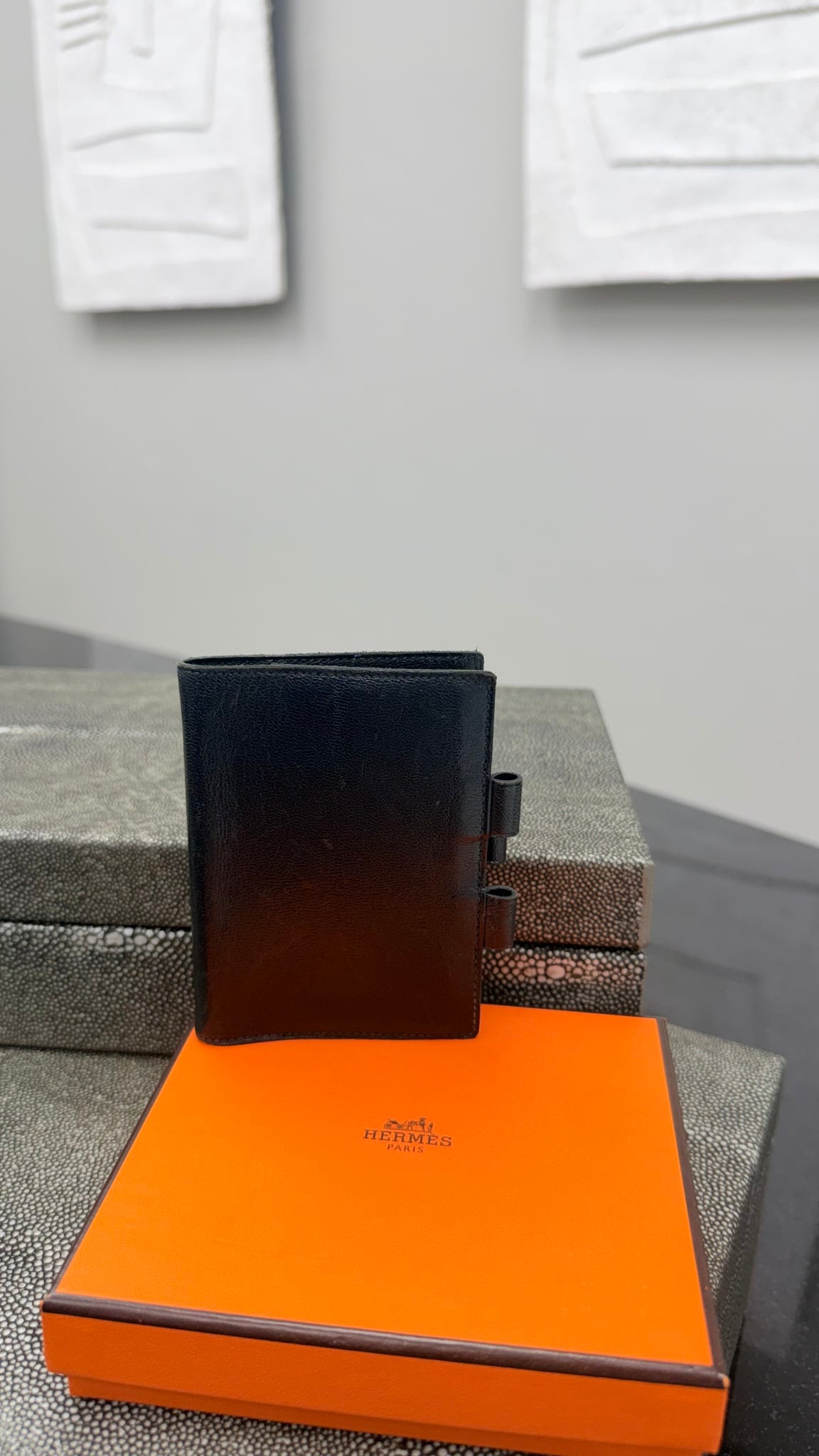 Hermes Black Swift Leather Mini Notebook Cover 