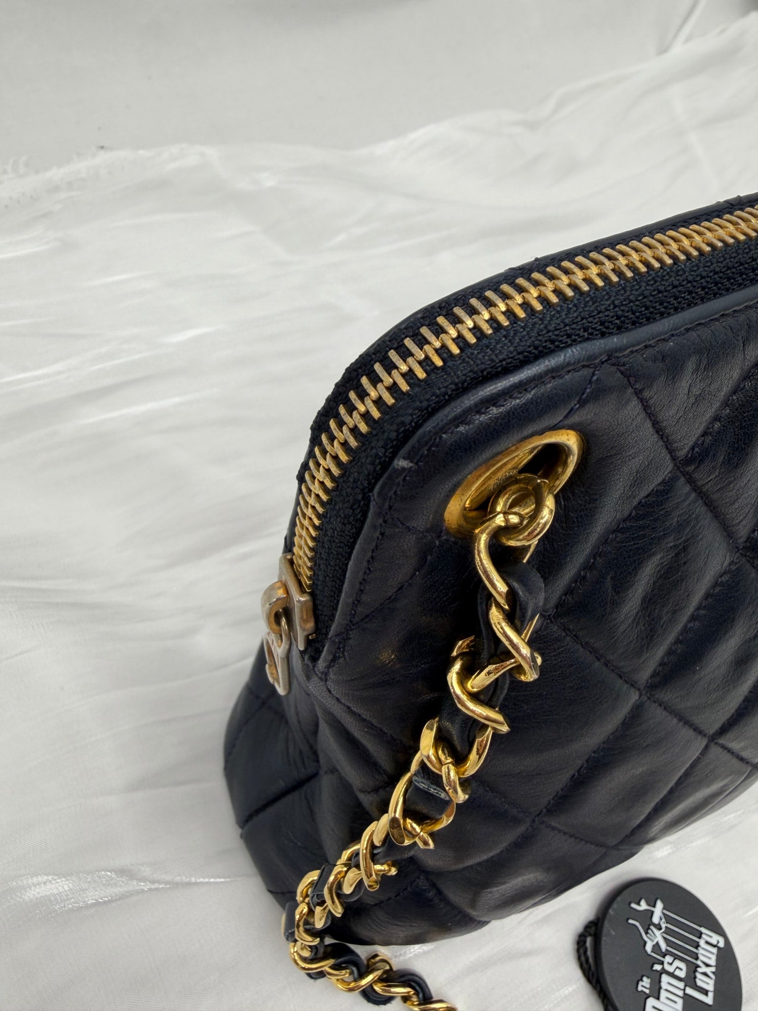 Chanel Navy Bue Quilted Lambskin Chain Shoulder Bag