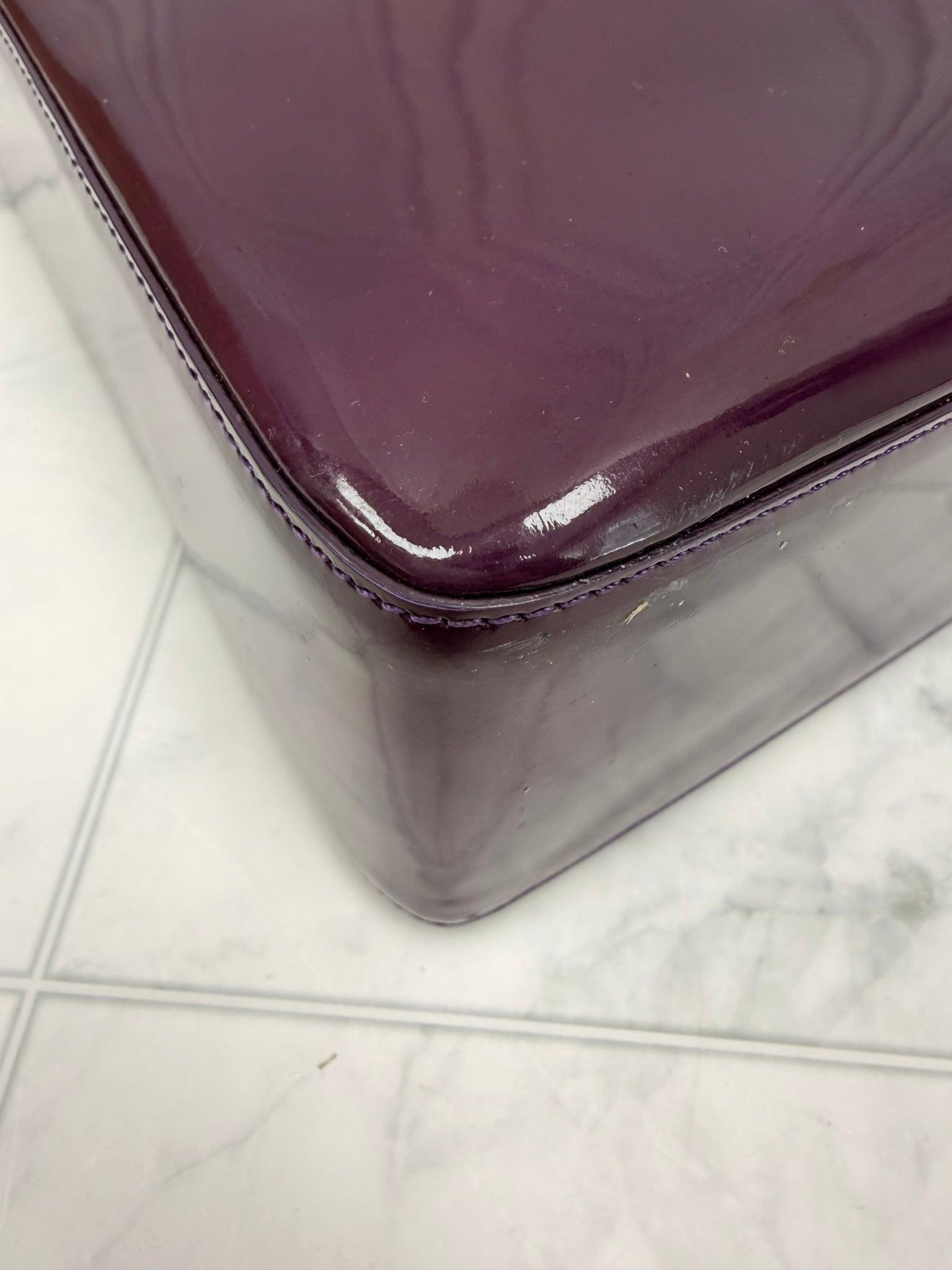 Chanel Purple Patent Leather Shopping Tote 