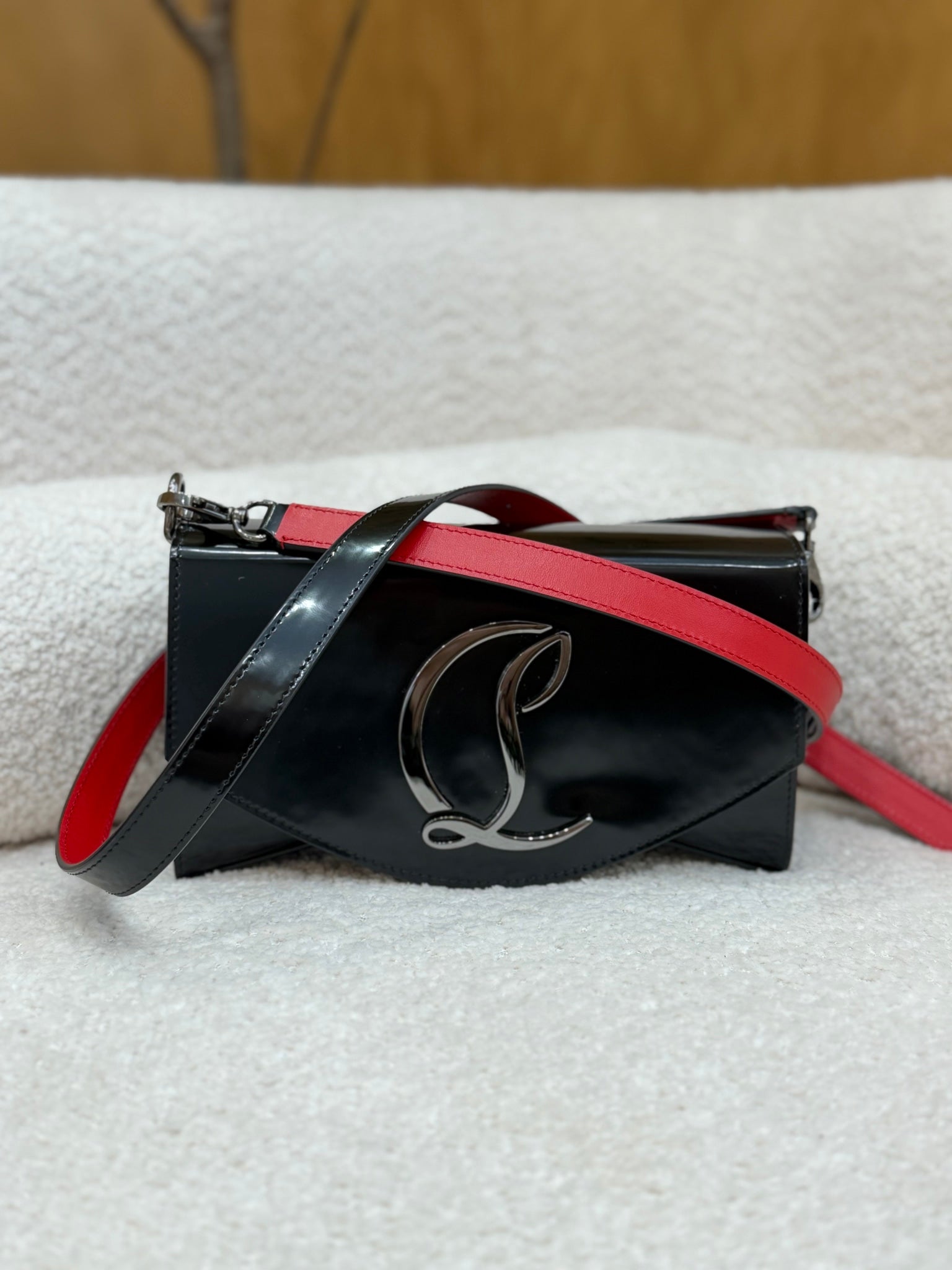 Christian Louboutin Black Patent Leather Loubi45 Handbag