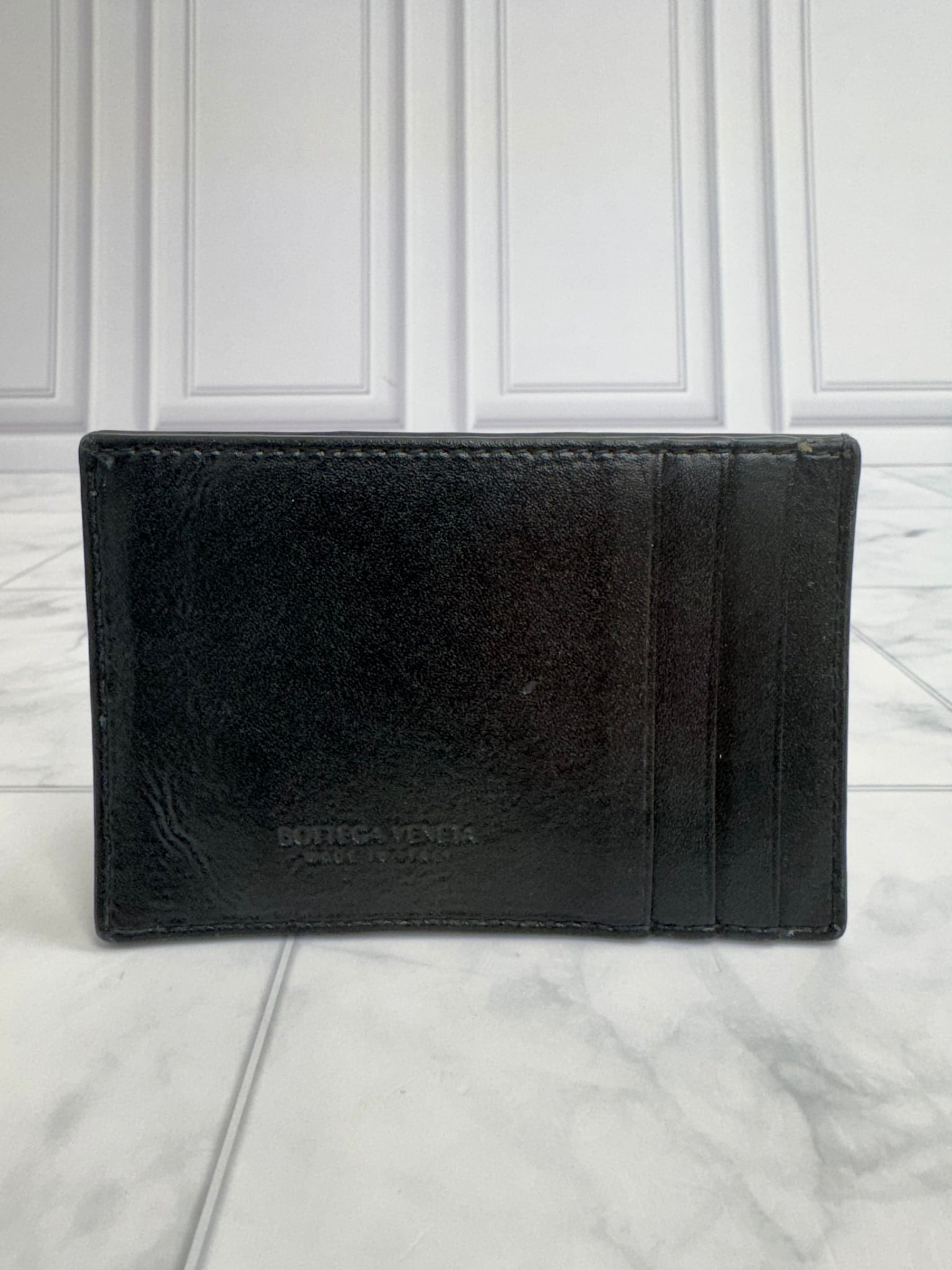 Bottega Veneta Black Cassette Card Case