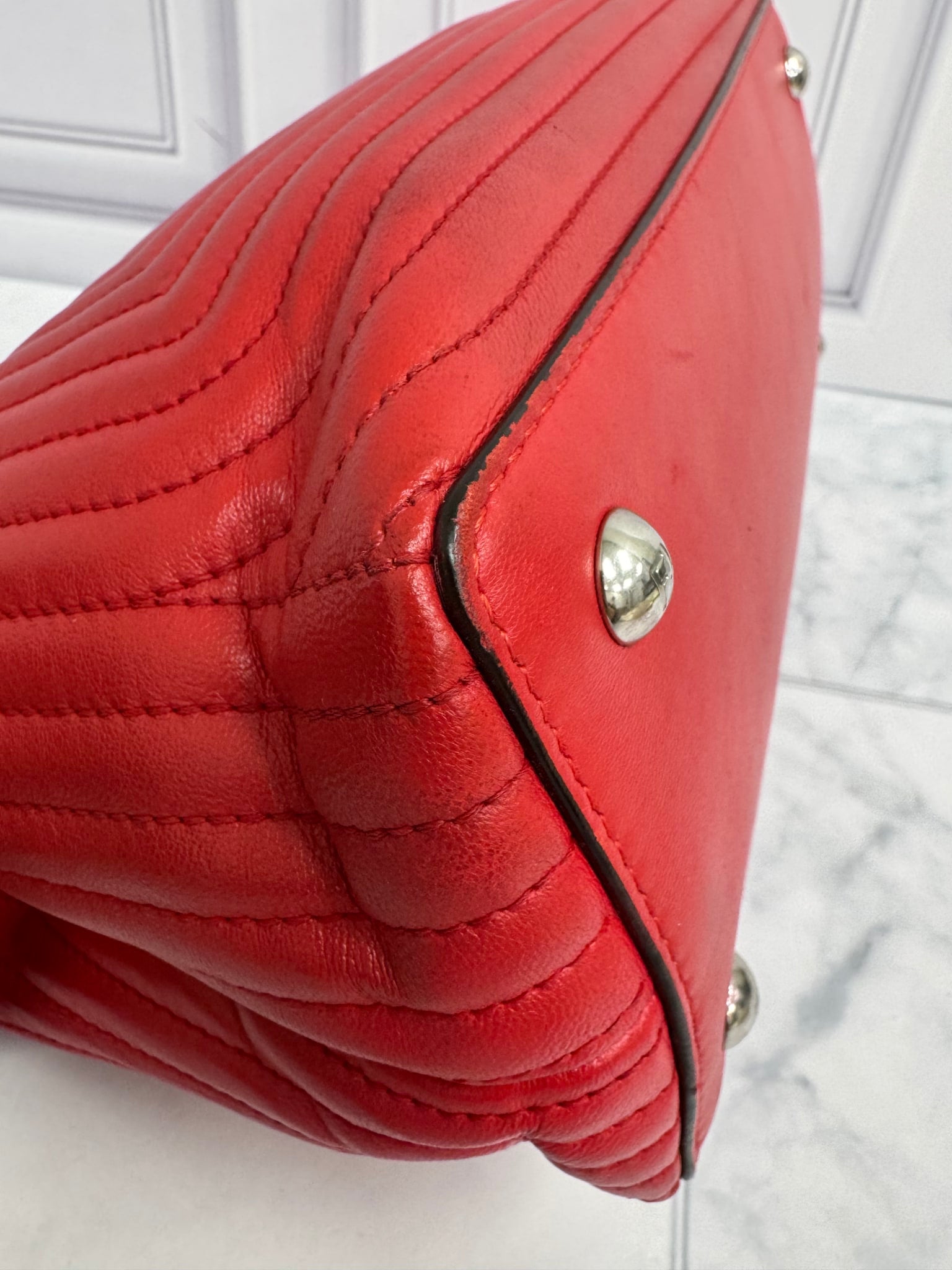 Fendi Red Quilted Leather Dotcom Click Small Shoulder Bag