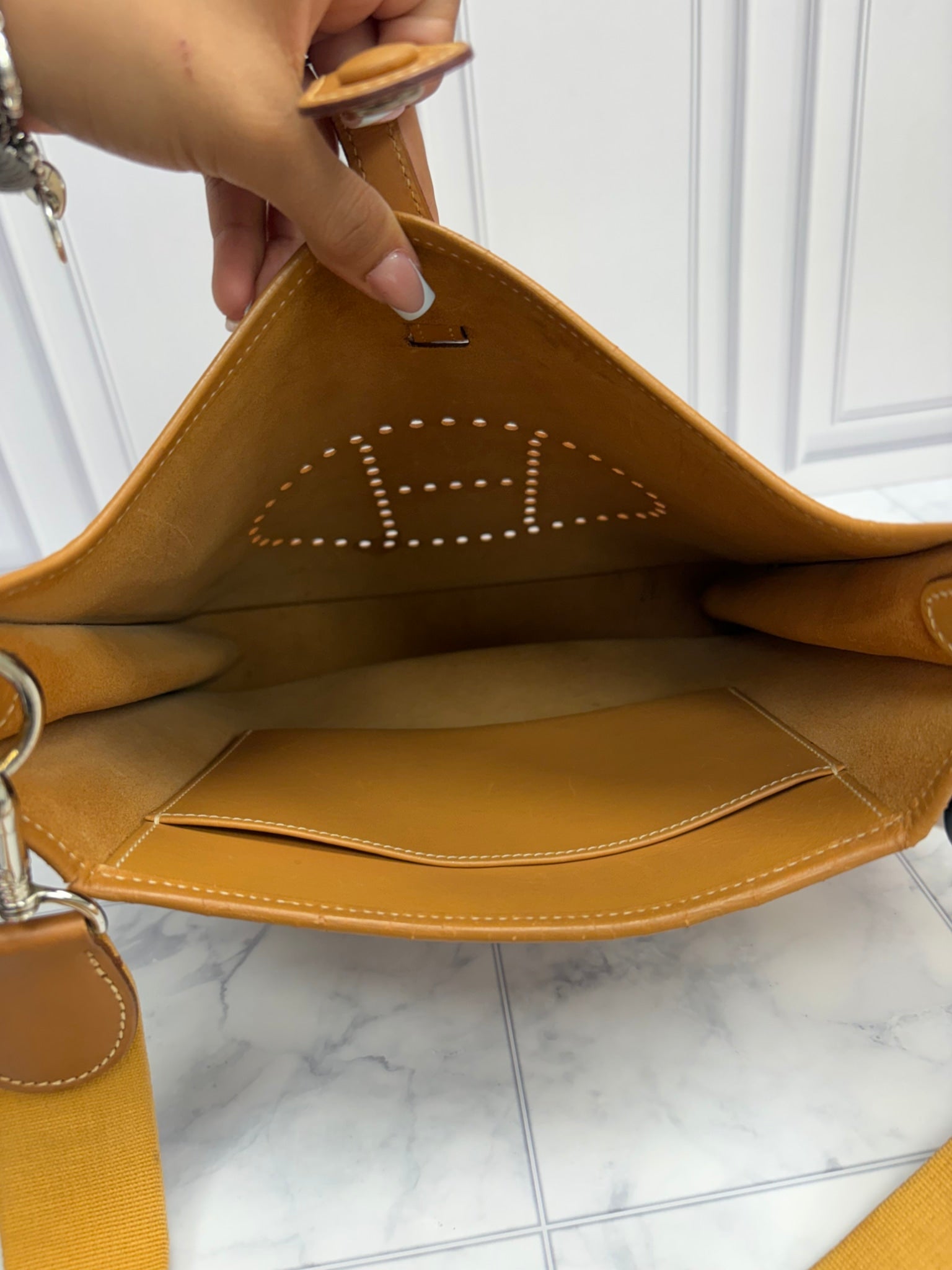 Hermes Brown Leather Evelyne PM Shoulder Bag