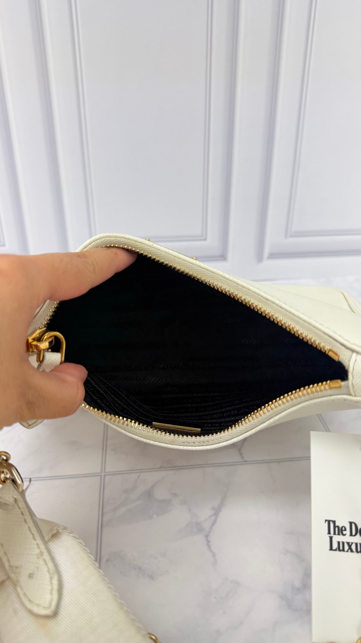 Prada White Saffiano Leather Reissue Shoulder Bag 
