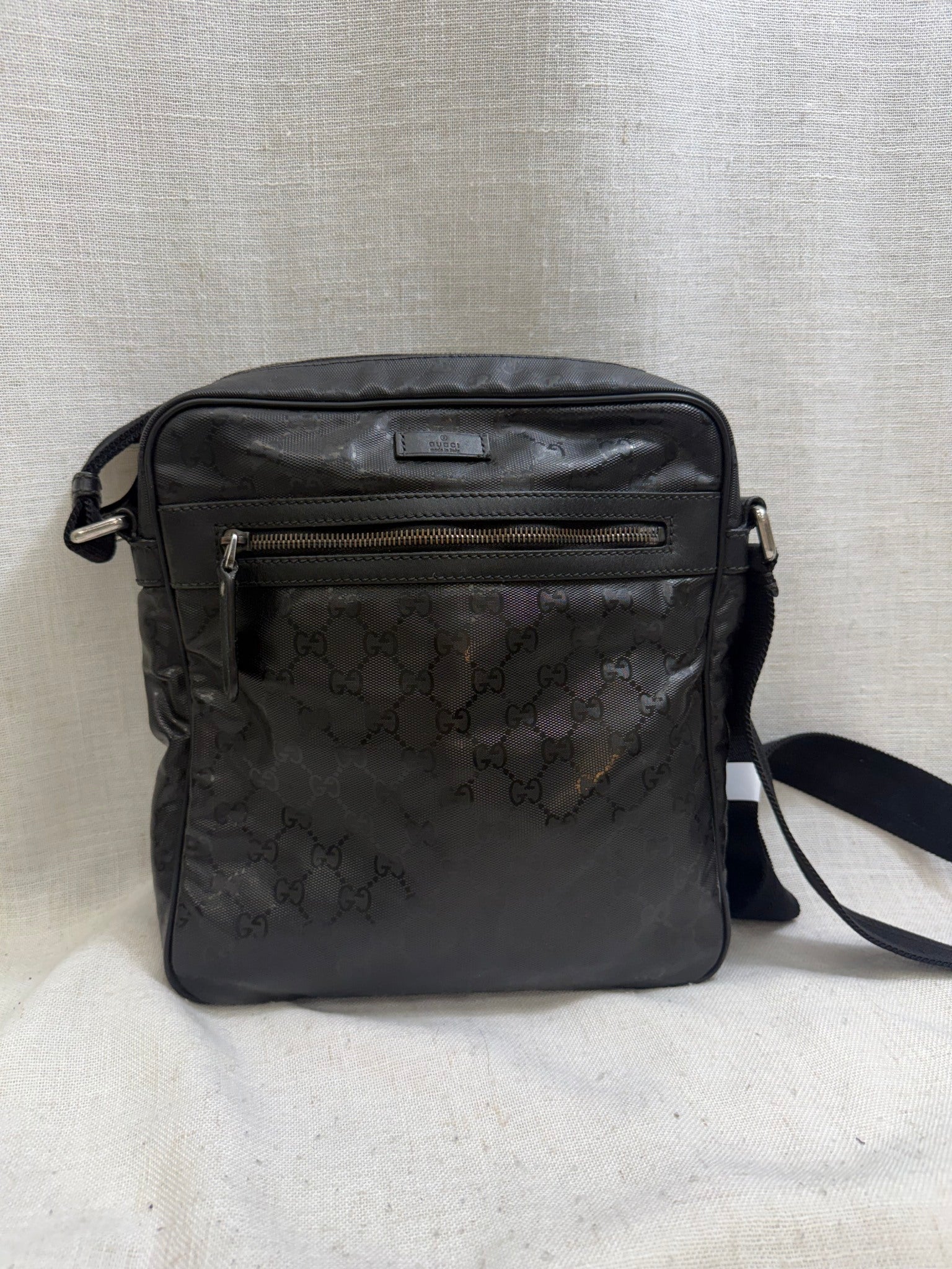 Gucci Black Coated Canvas GG Imprime Medium Shoulder Bag