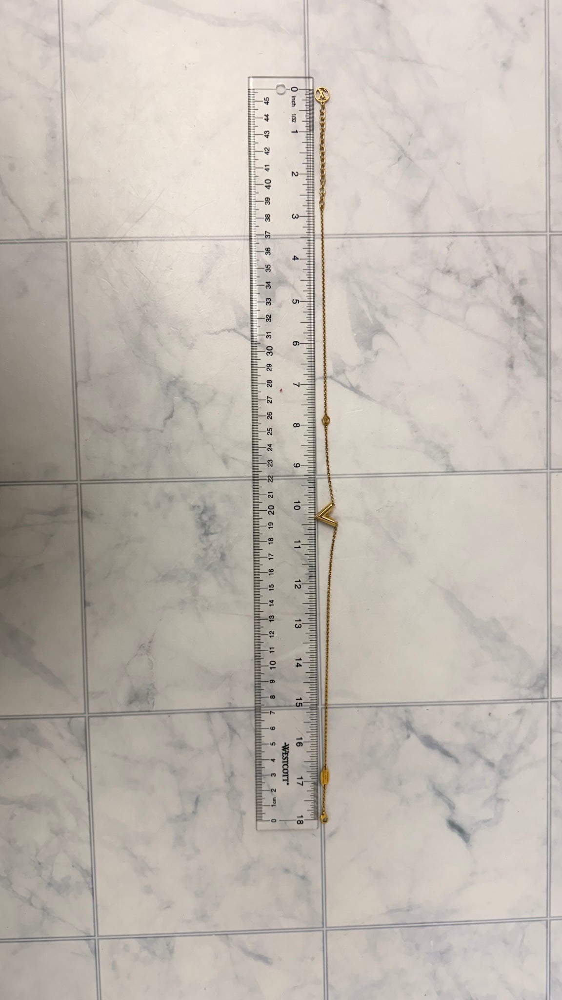 Louis Vuitton Gold Tone Essential V Necklace