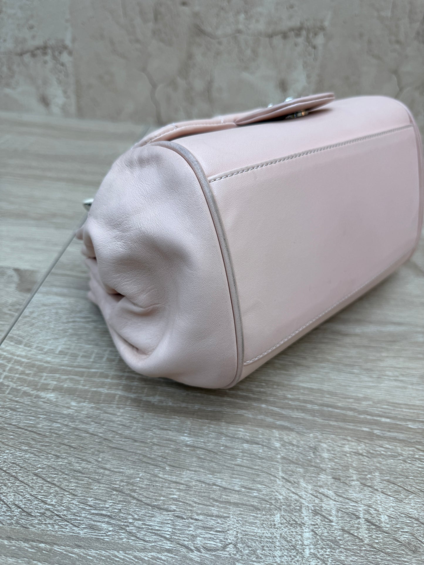 Chanel Pink Calfskin Quilted Accordion Flap Bag