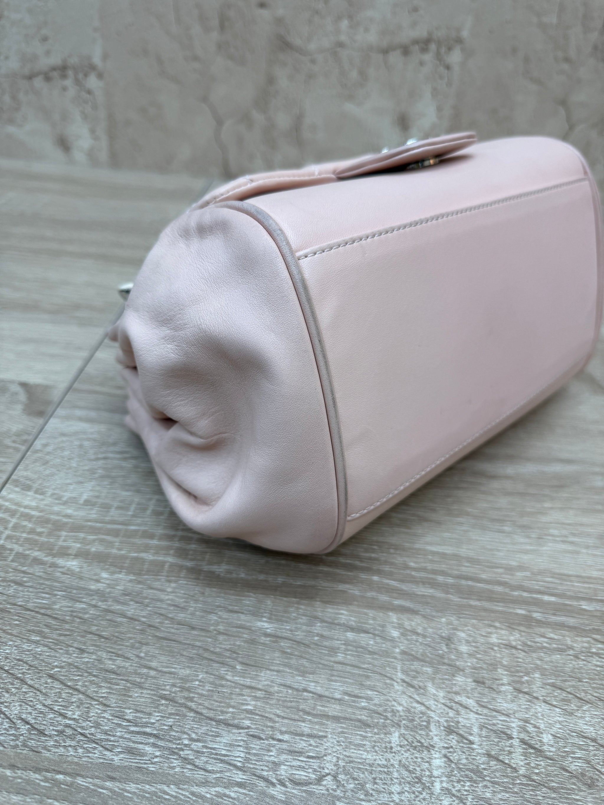Chanel Pink Calfskin Quilted Accordion Flap Bag
