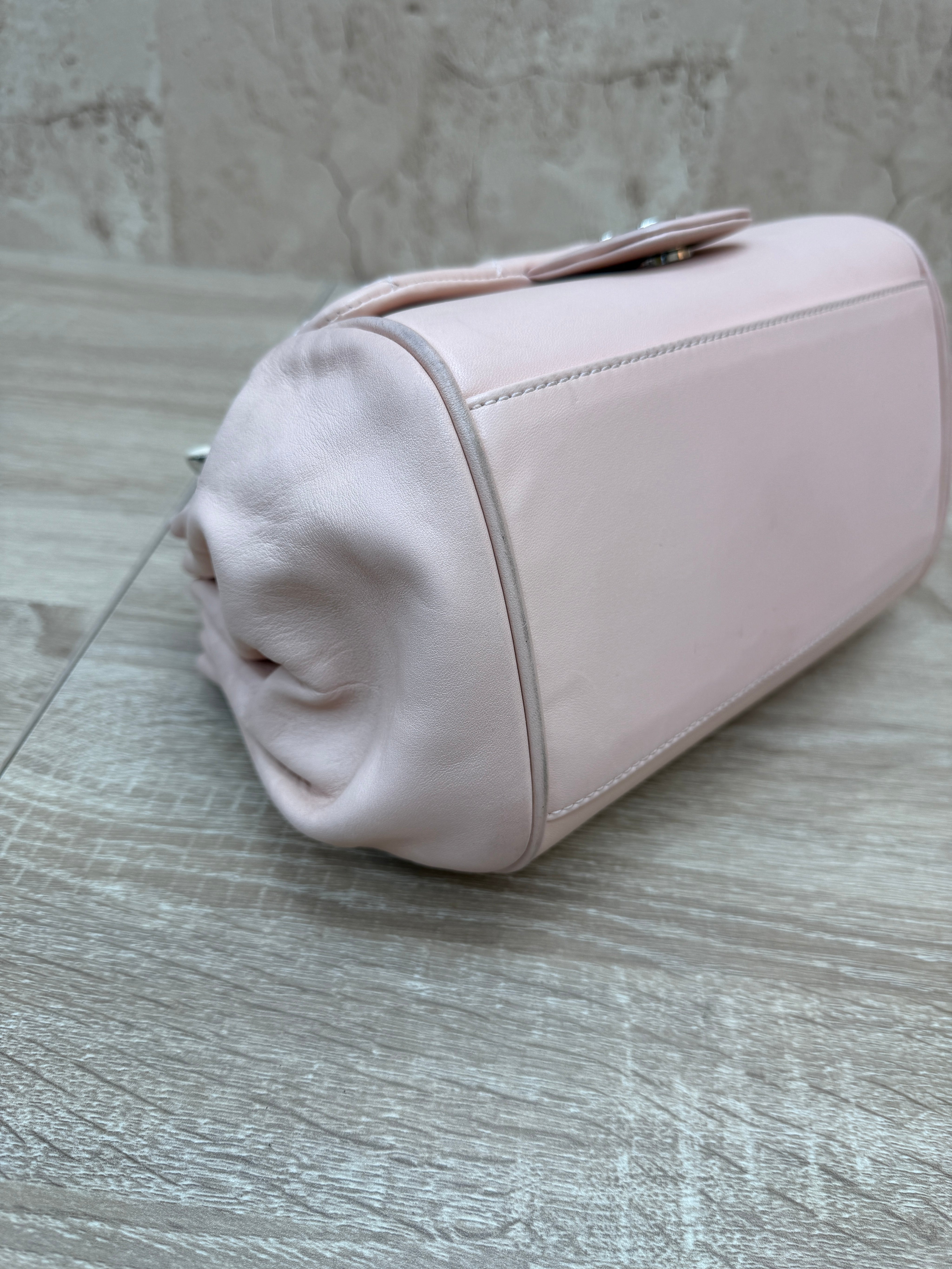 Chanel Pink Calfskin Quilted Accordion Flap Bag
