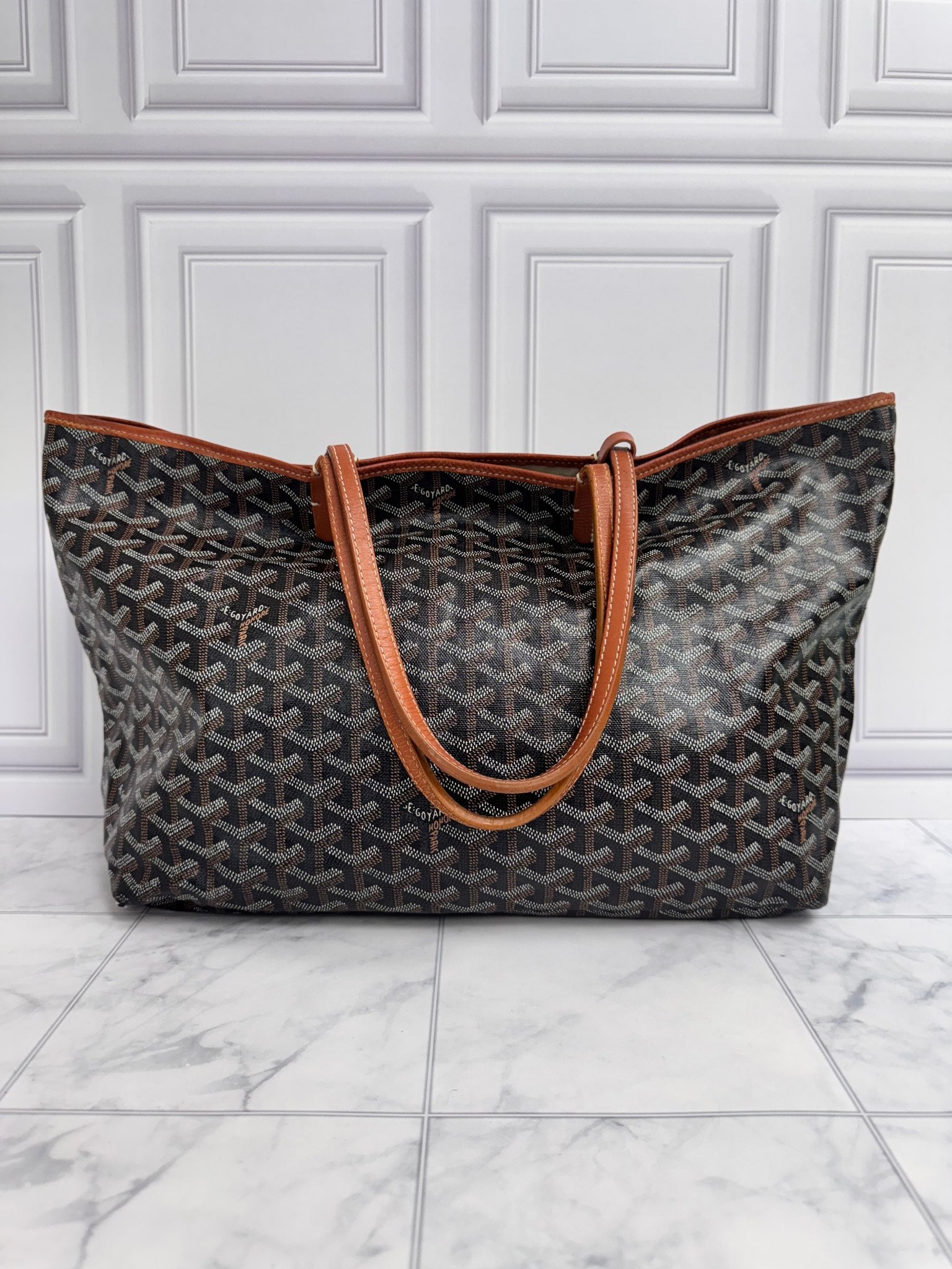 Goyard Brown And Tan Coated Canvas Saint Louis PM Tote Bag
