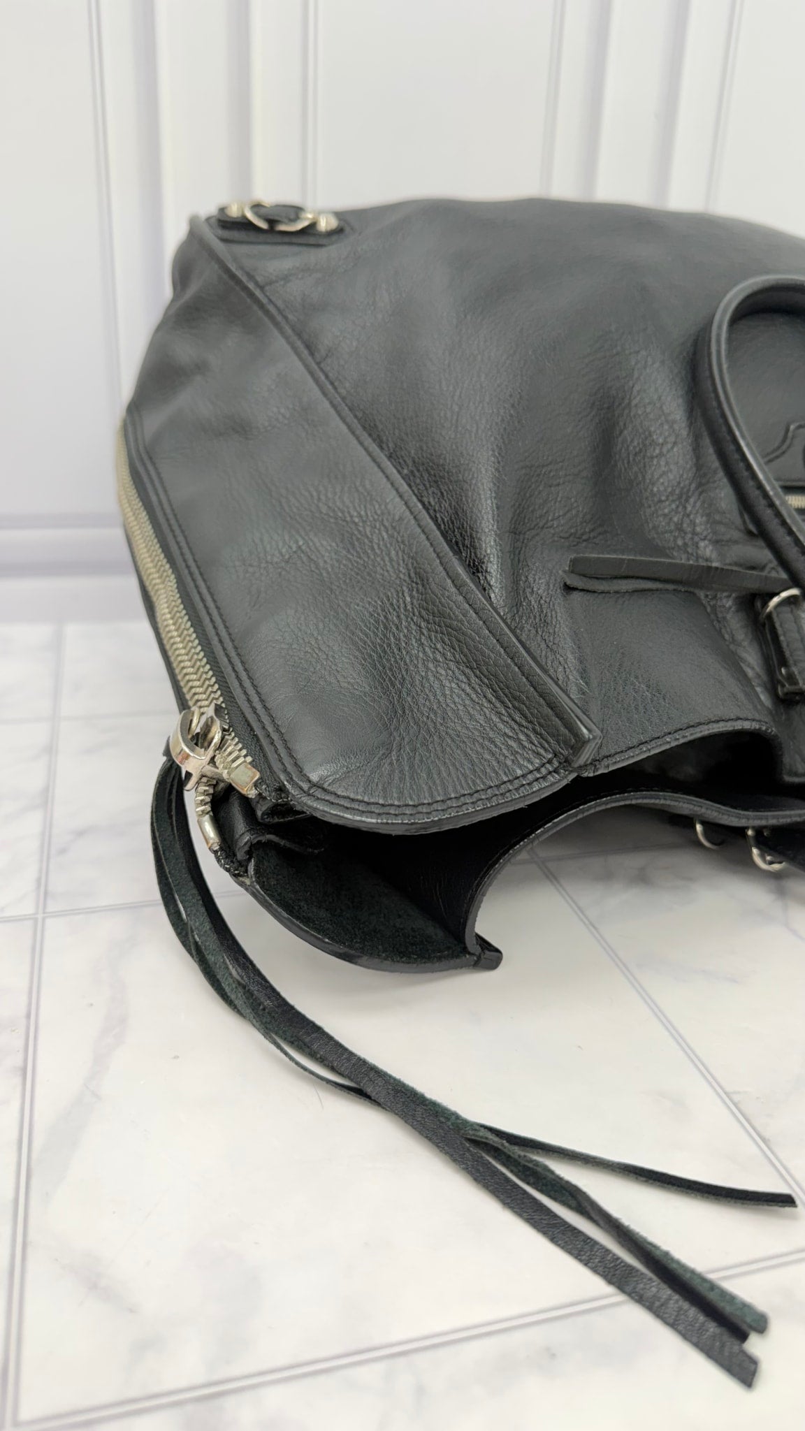 Balenciaga Black Leather Papier Tote Bag 