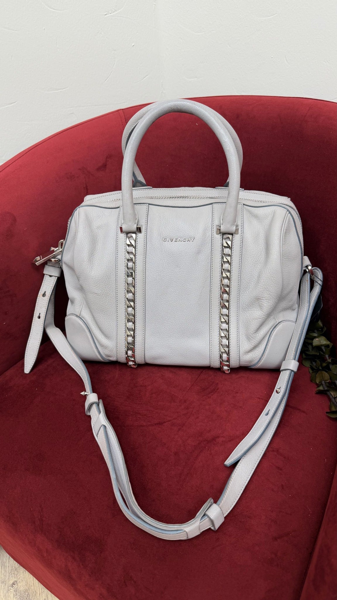 Givenchy Grey Leather Chain Duffle Bag