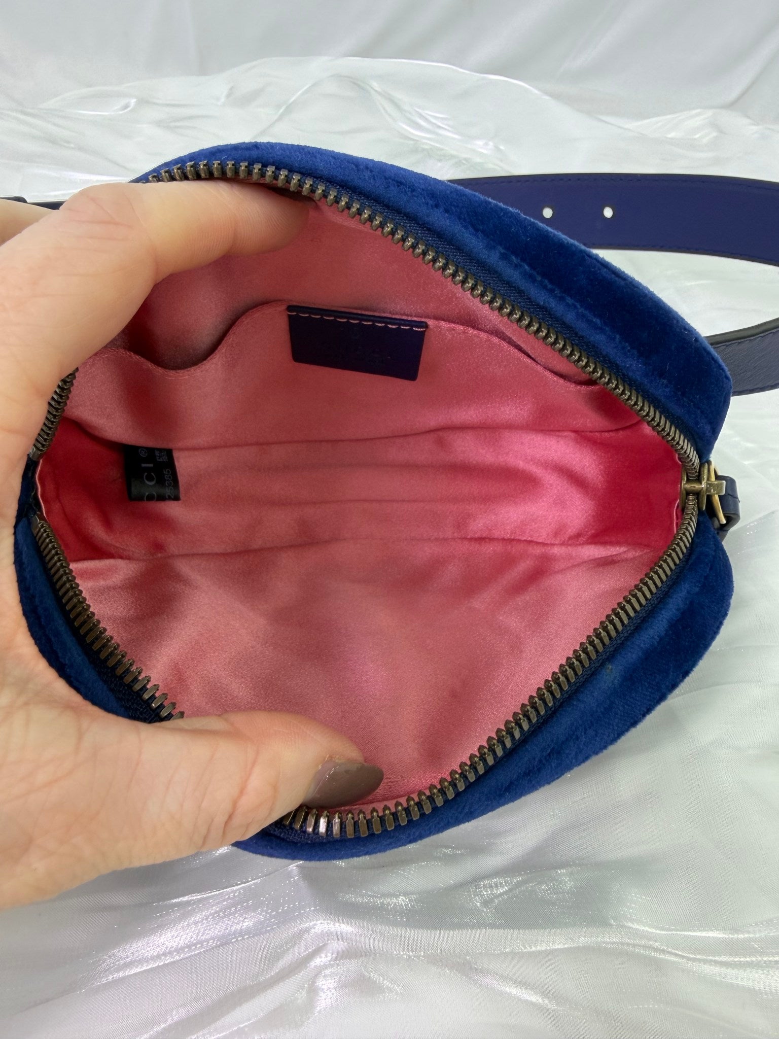 Gucci Royal Blue Velvet Marmont Belt Bag