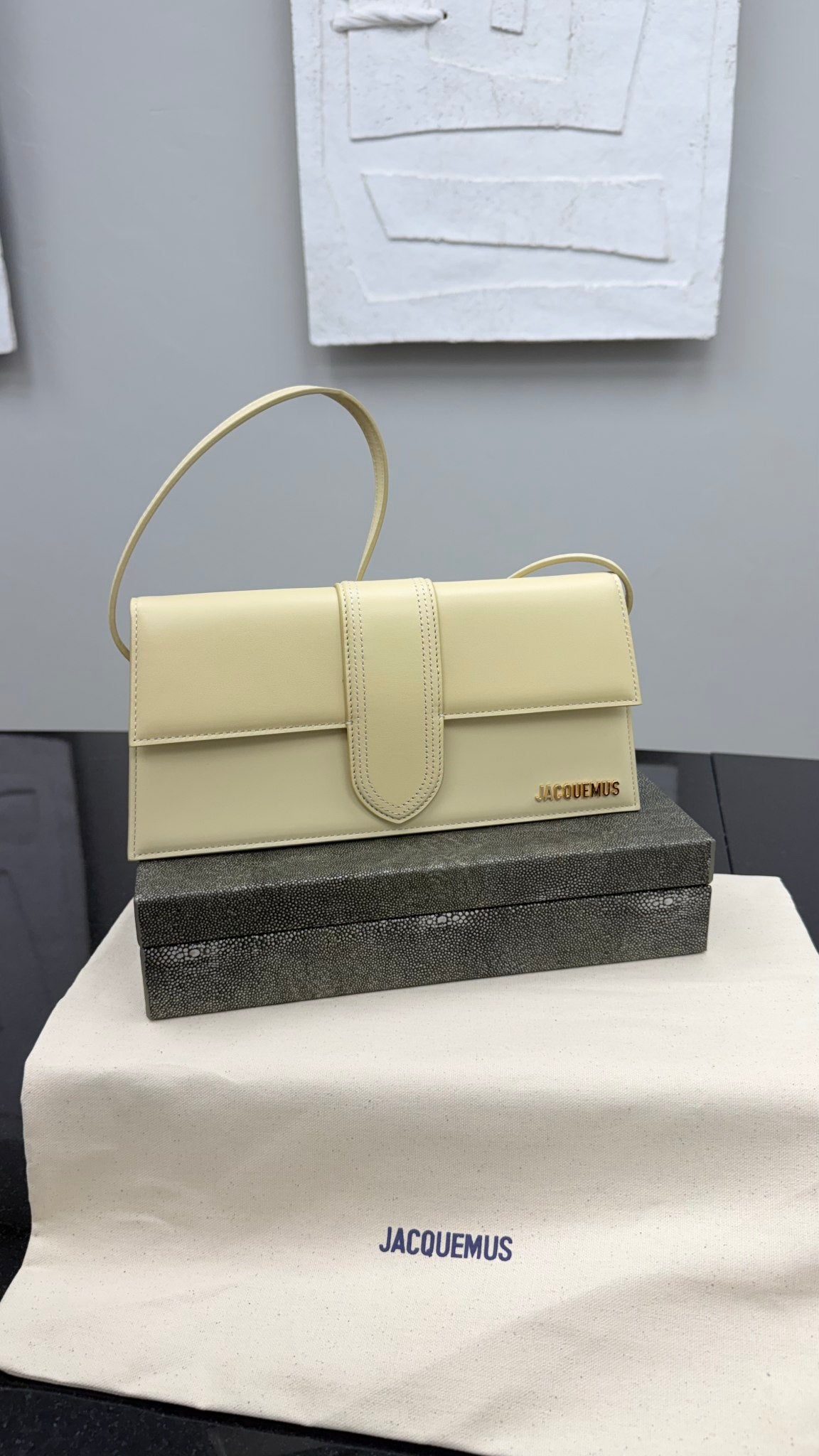 BRAND NEW - Jacquemus Beige Leather Le Bambino Long Shoulder Bag