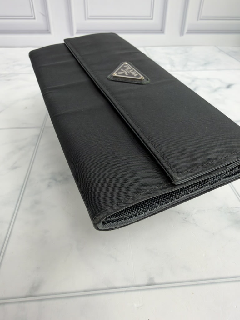 Prada Black Nylon Long Wallet
