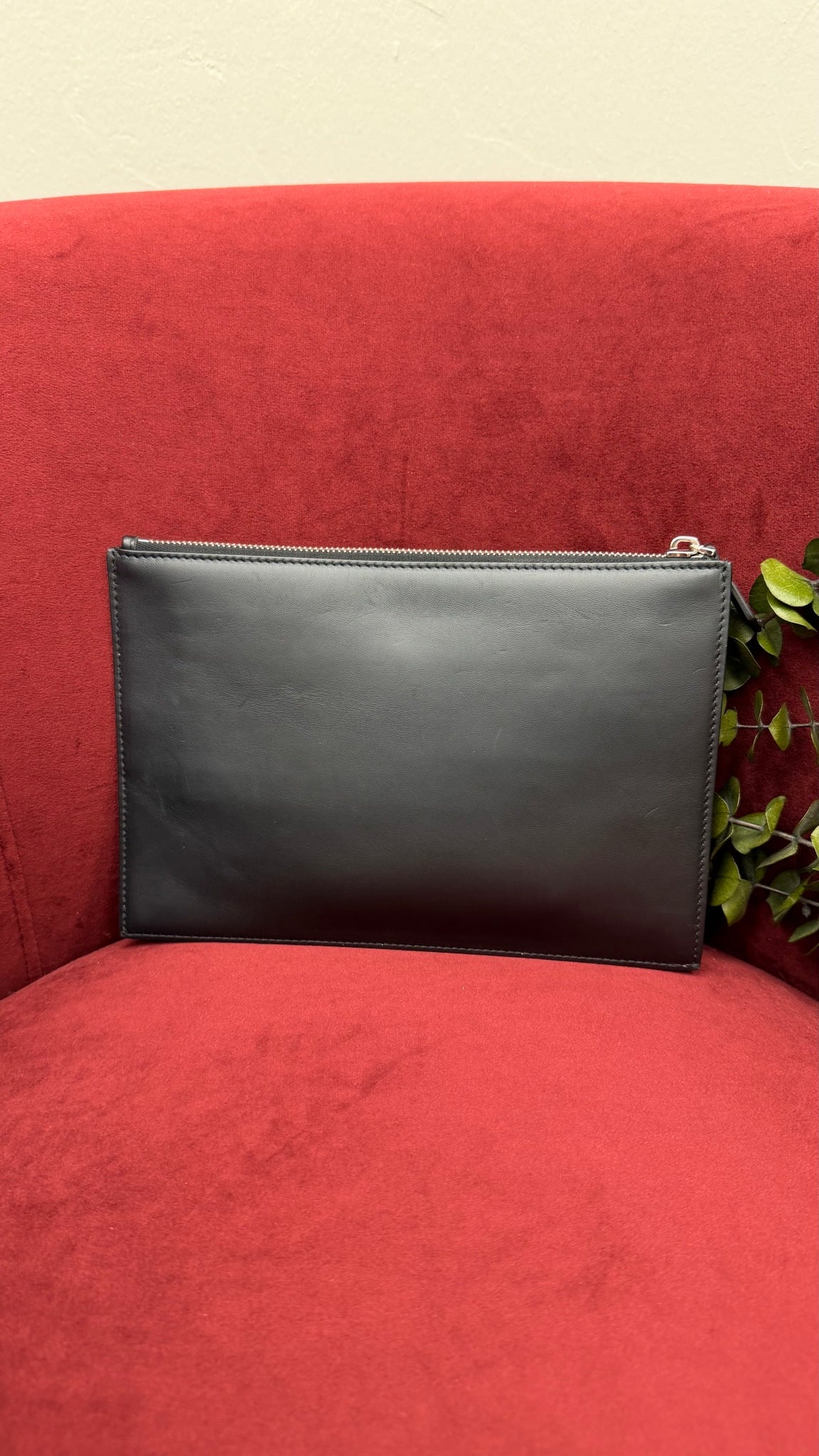 Fendi Black Leather Baguette Pouch