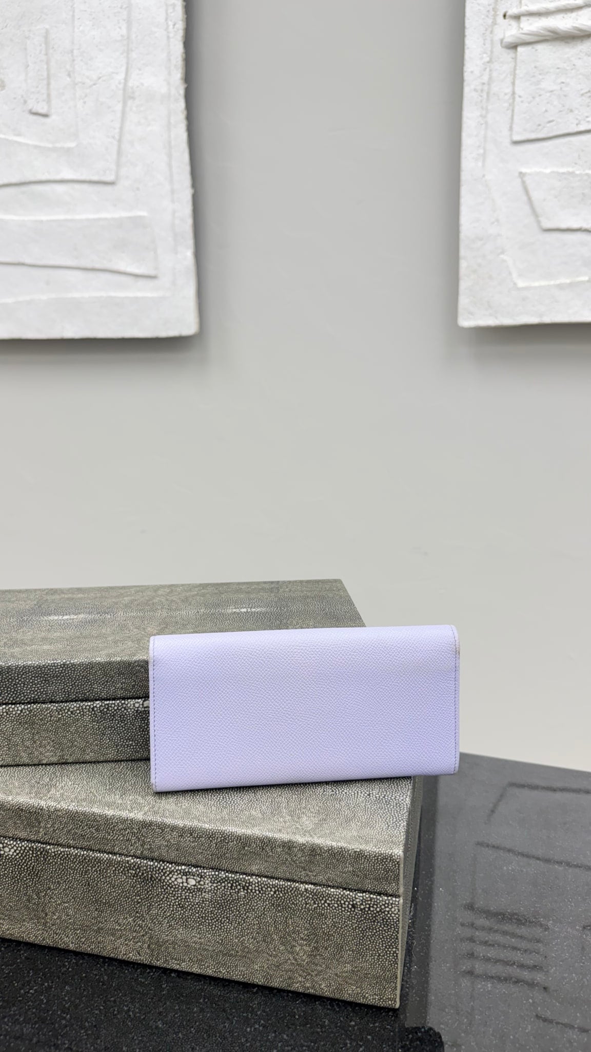 Bvlgari Lilac Pebbled Leather Long Wallet