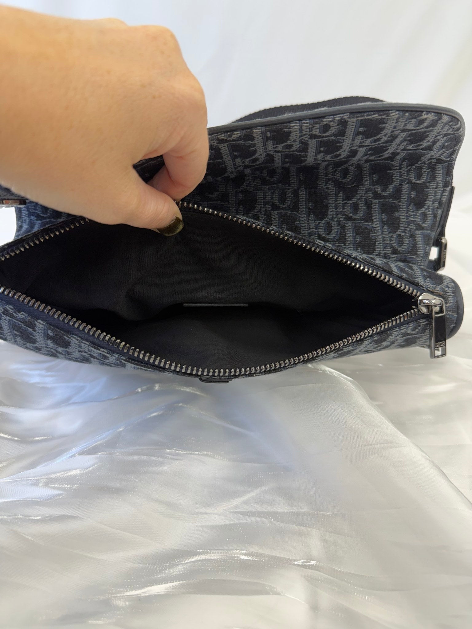 Christian Dior Navy Canvas Saddle Belt Bag