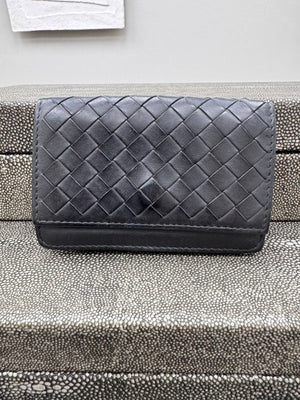Bottega Veneta Black Intrecciato Leather Card Case