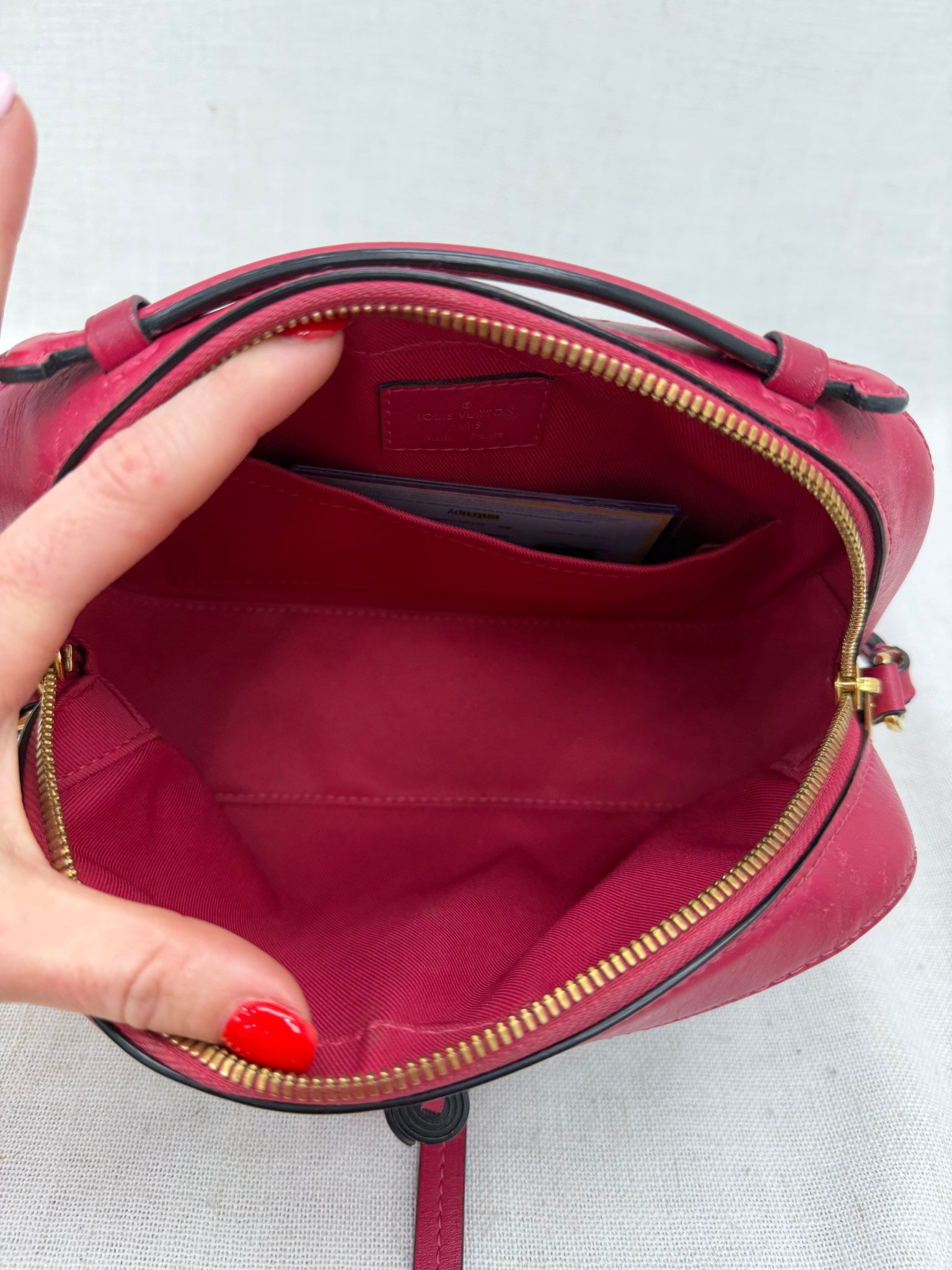 Louis Vuitton Monogram & Fuchsia Leather Santogne Crossbody Bag