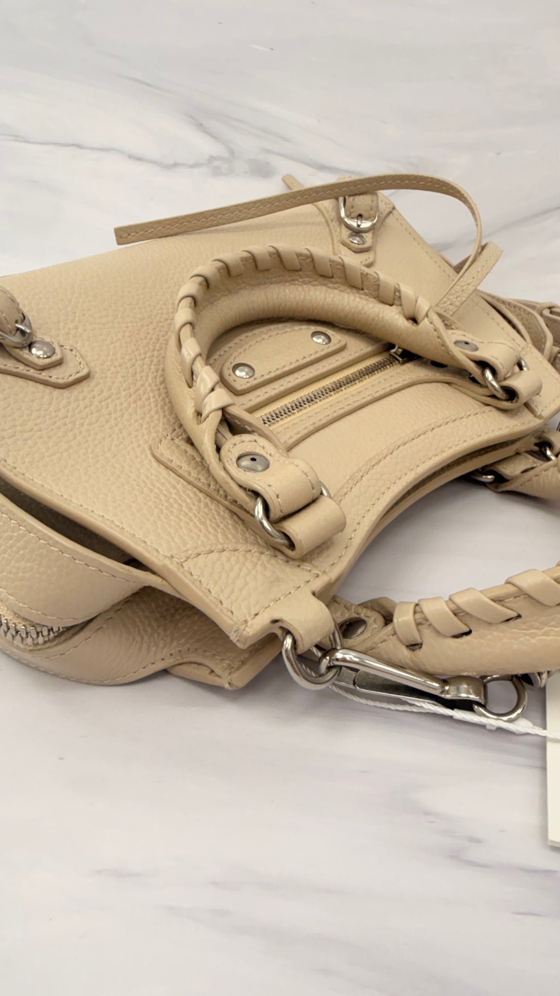 Balenciaga Beige Grained Leather Neo Classic Mini 2Way Handbag 