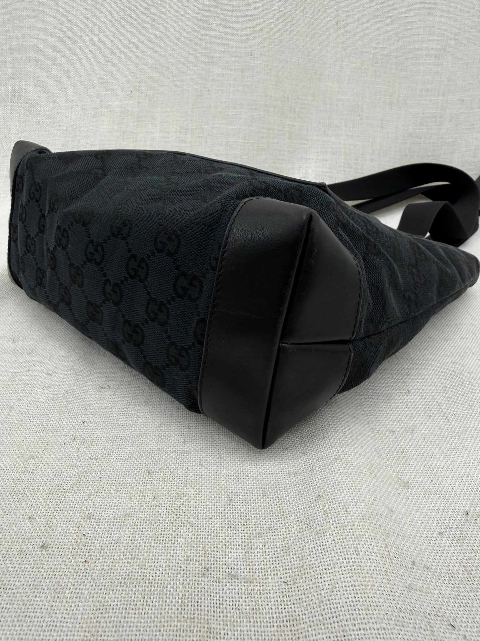 Gucci Black GG Canvas & Leather Tote Bag
