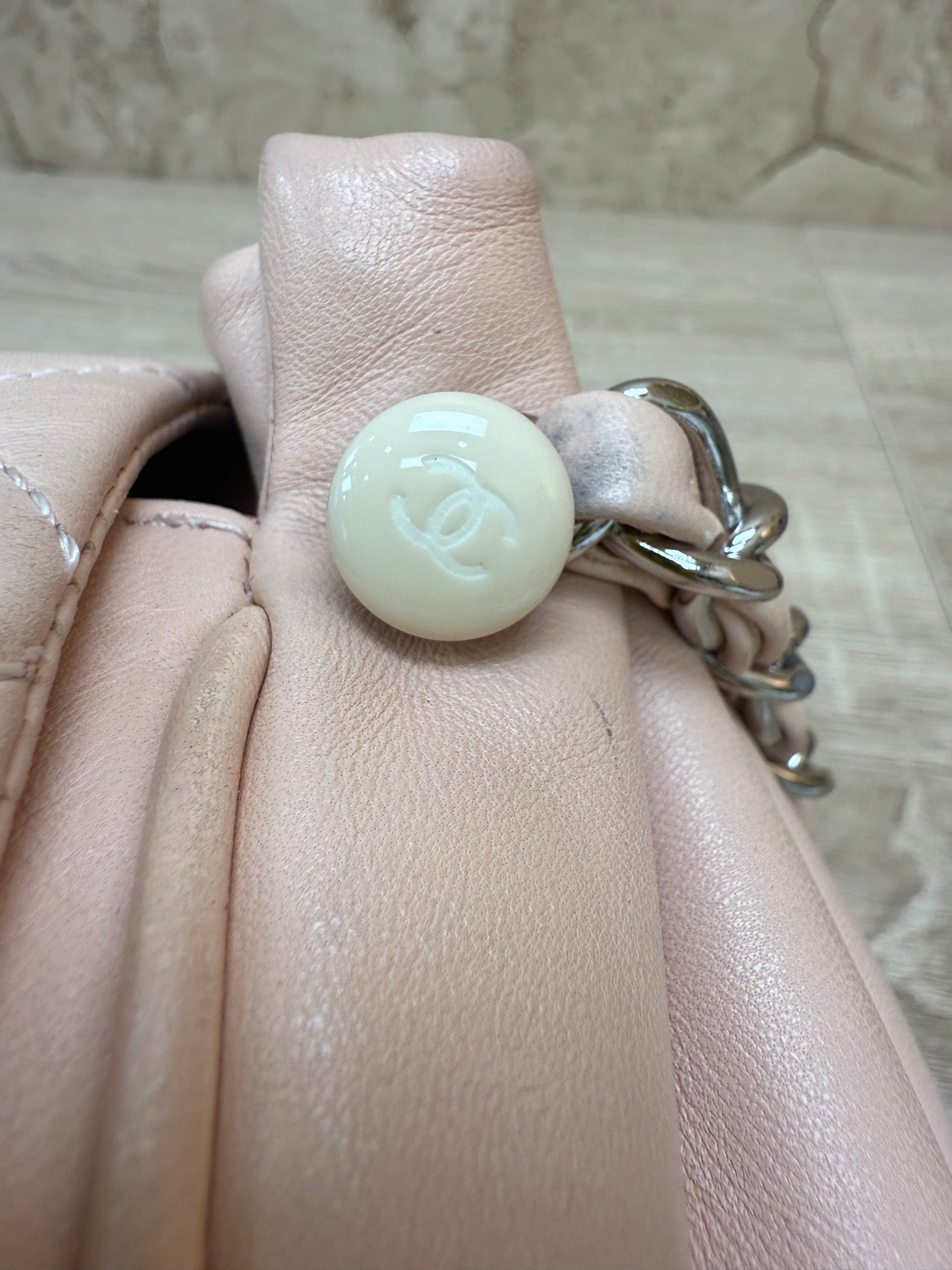 Chanel Pink Calfskin Quilted Accordion Flap Bag