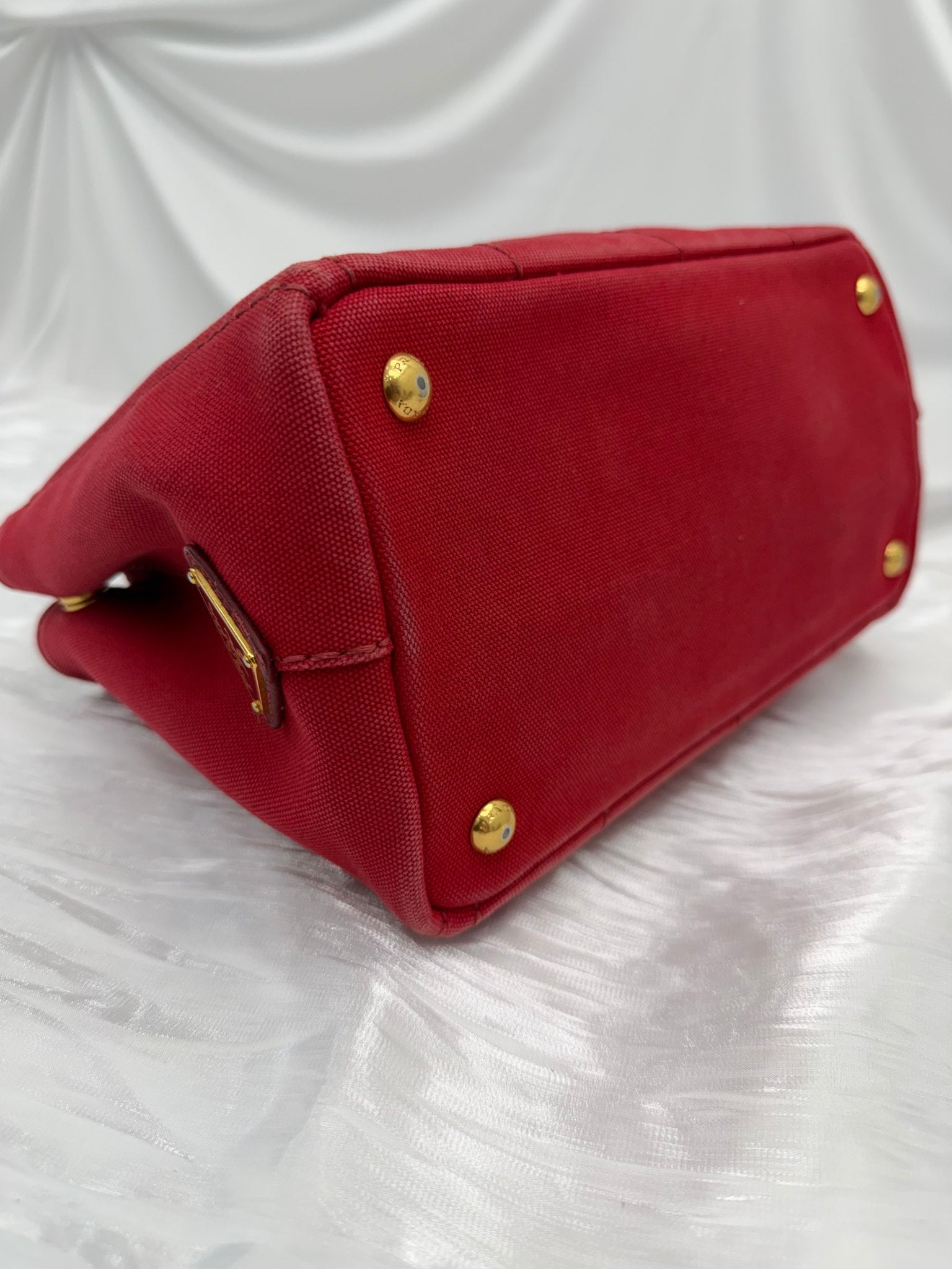 Prada Red Canvas Small Canapa Handbag