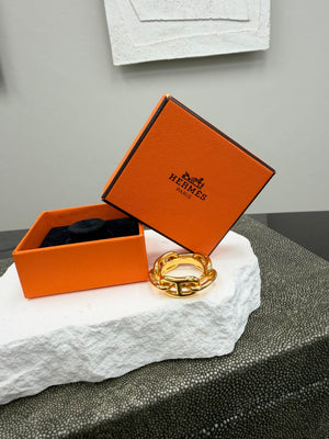 Hermes Gold Tone Regate Chaine D’ancre Scarf Ring