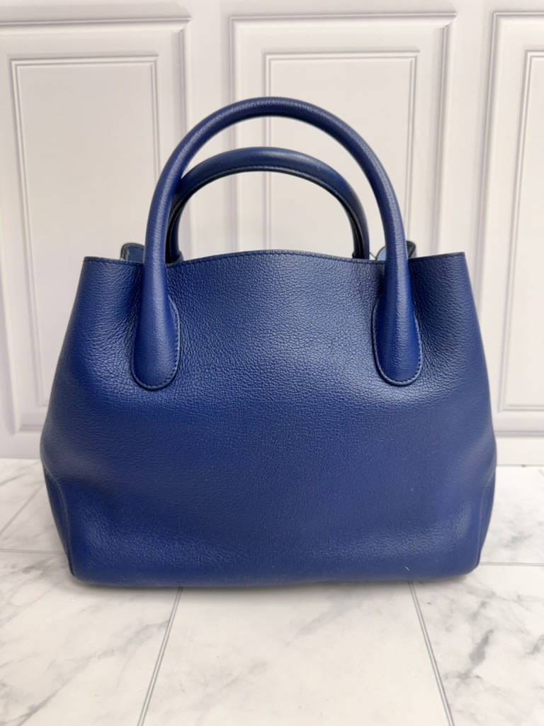Christian Dior Blue Grained Leather Open Bar 2Way Bag