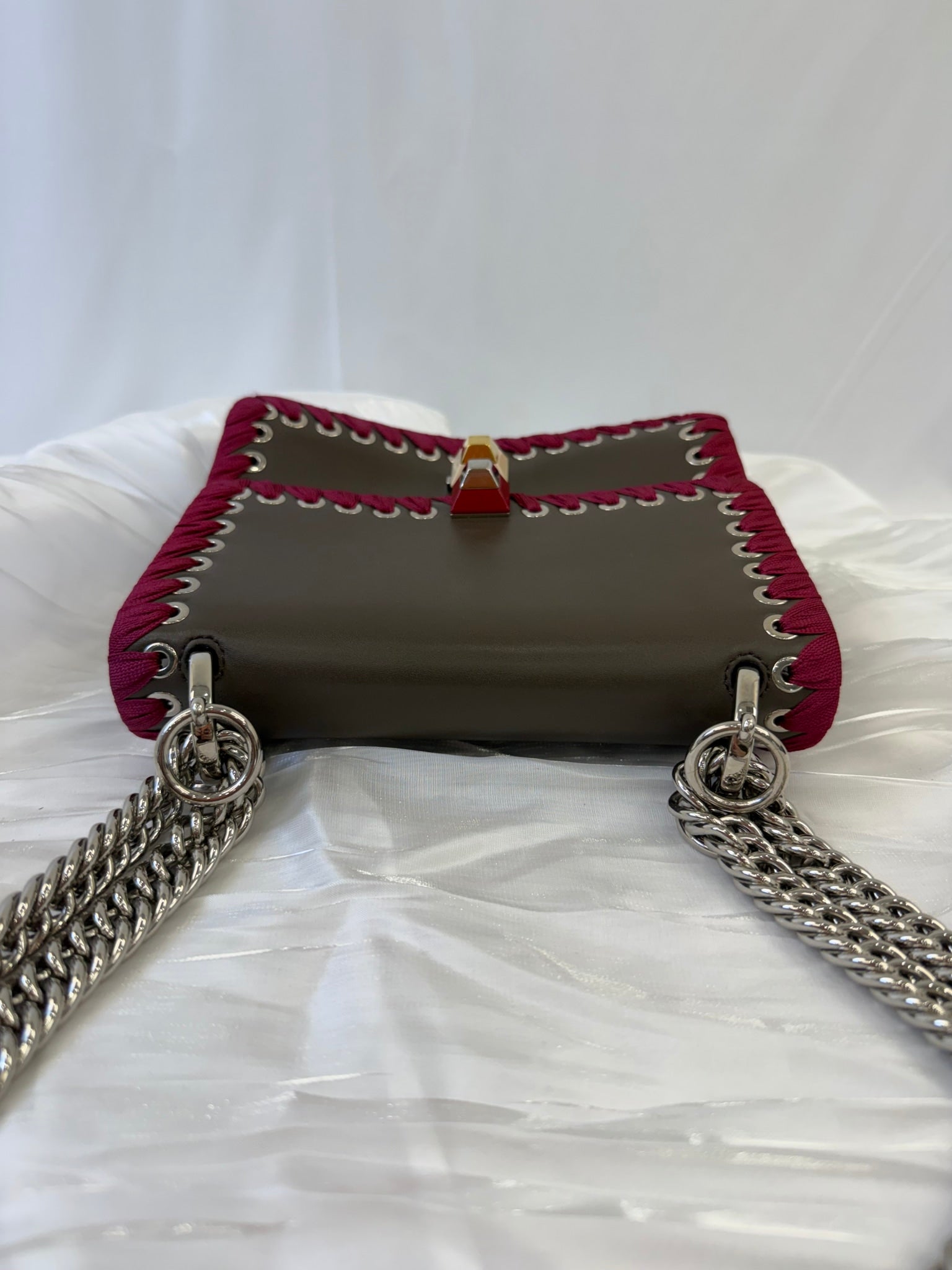 Fendi Brown Leather Kan I Whipstitch Chain Bag
