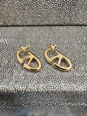 Valentino Gold Garavani VLogo Drop Earrings