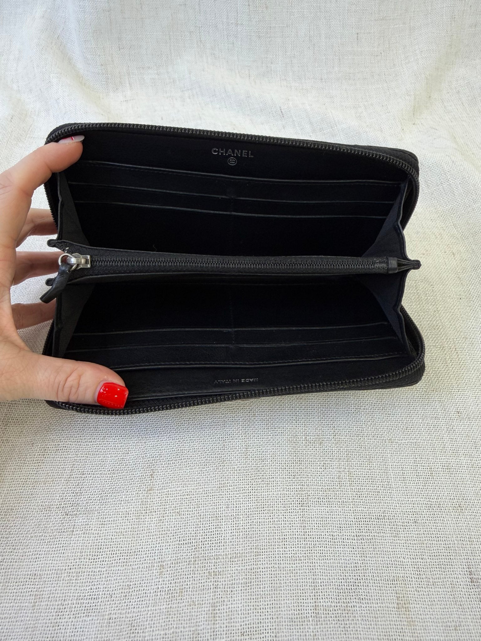 Chanel Black Stingray & Leather Boy Zippy Wallet