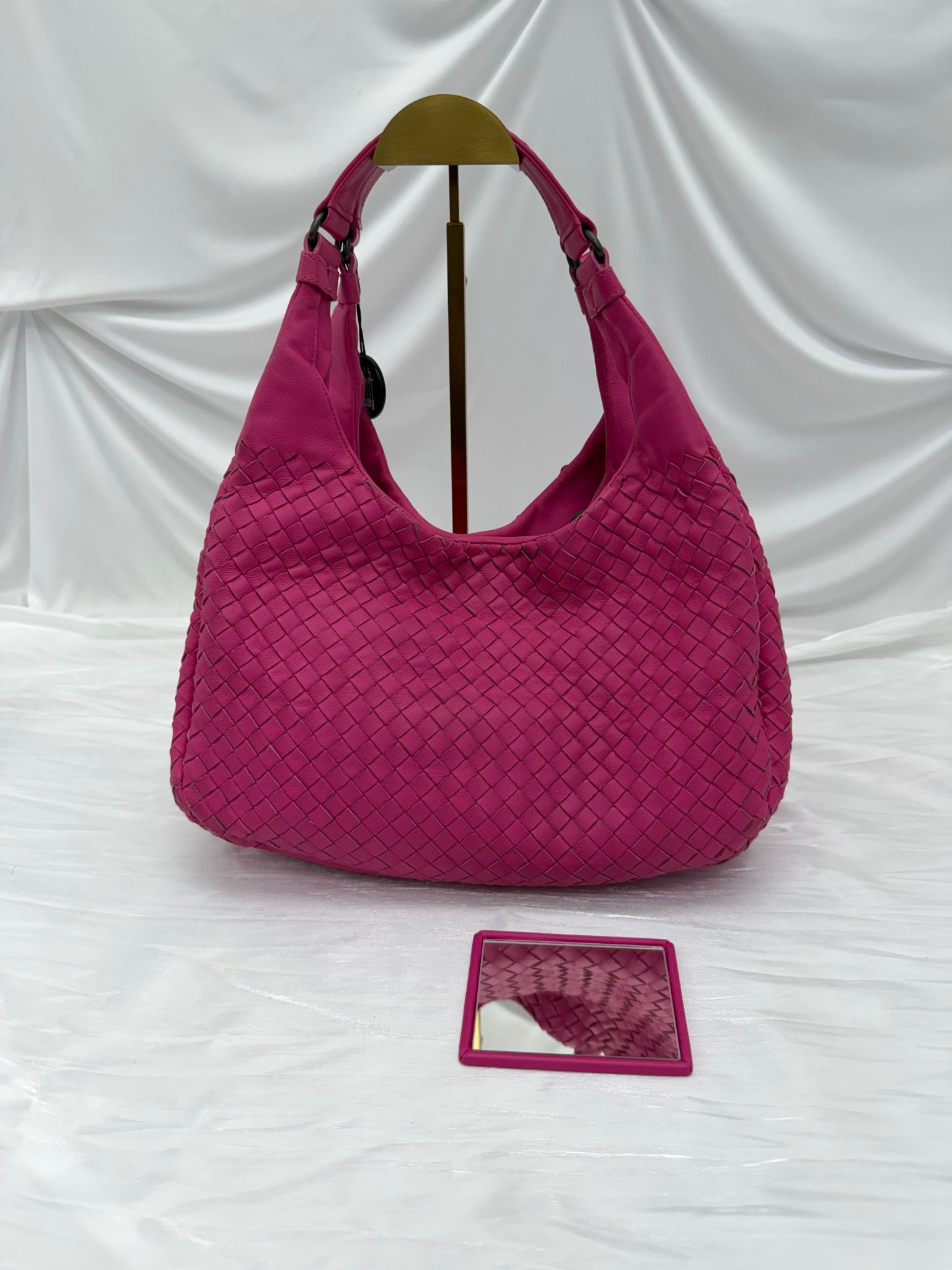 Bottega Veneta Pink Intrecciato Leather Hobo Bag