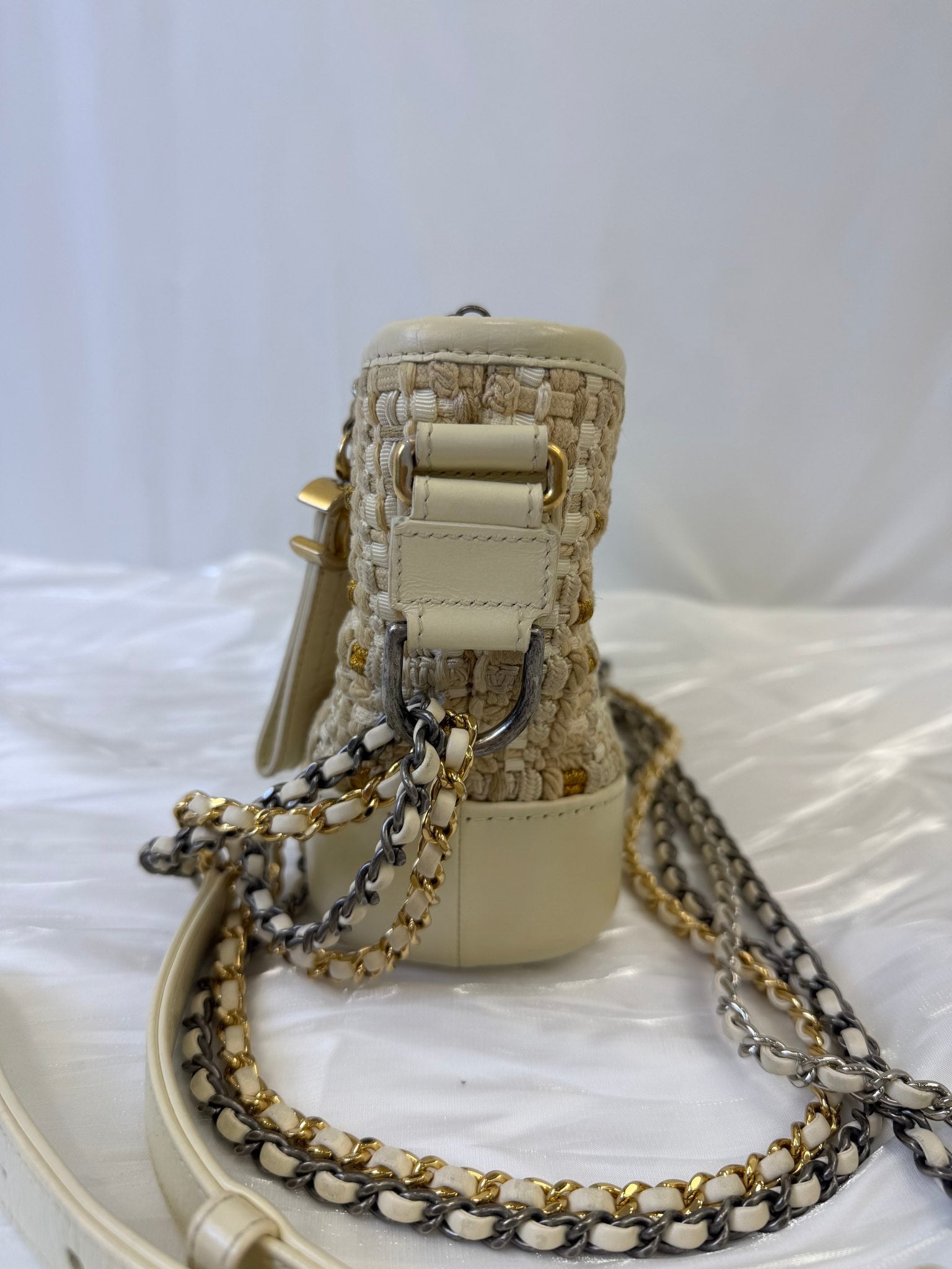 Chanel Beige Tweed Small Gabrielle Hobo Bag