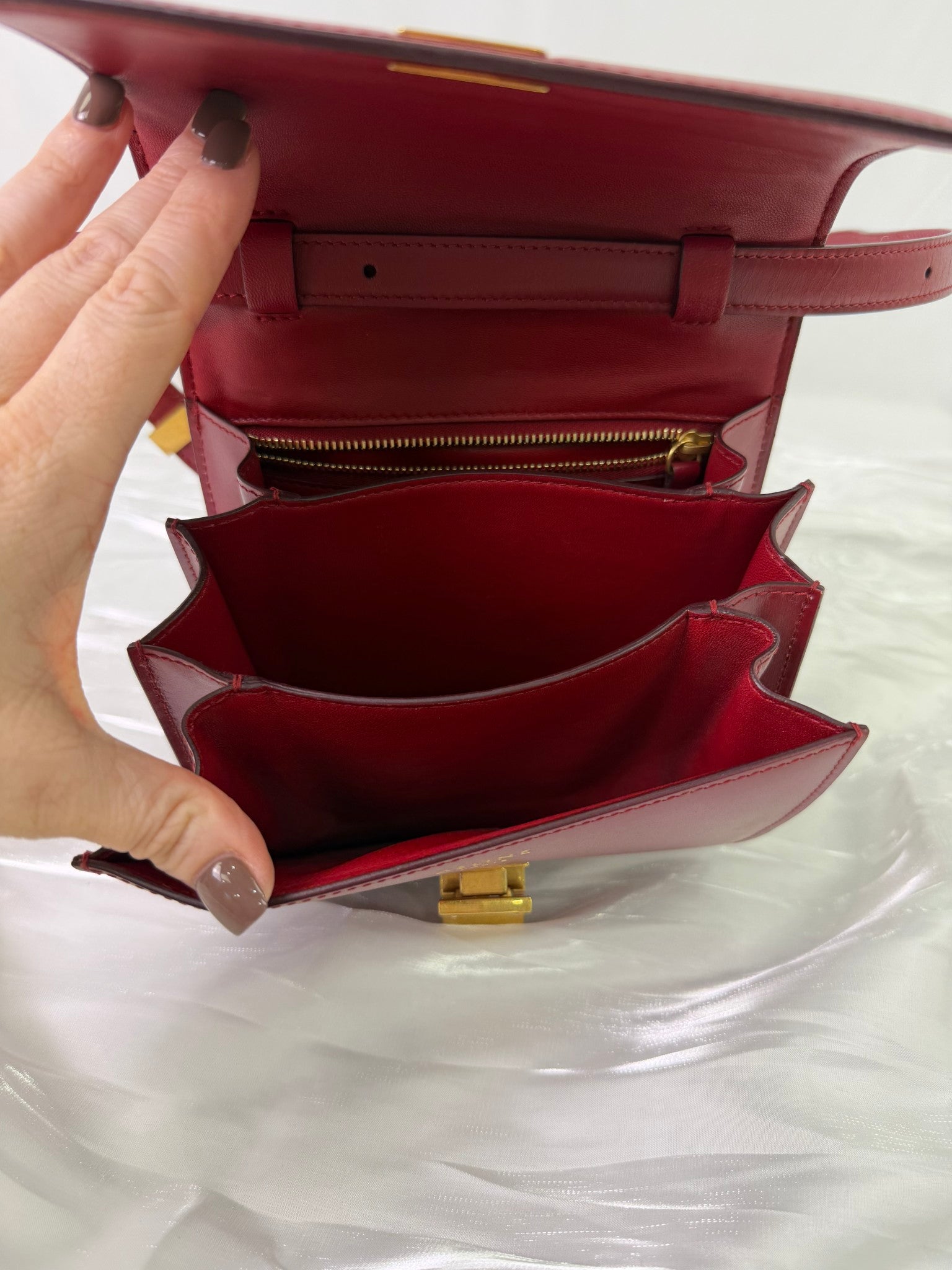 Celine Red Leather Classic Box Bag