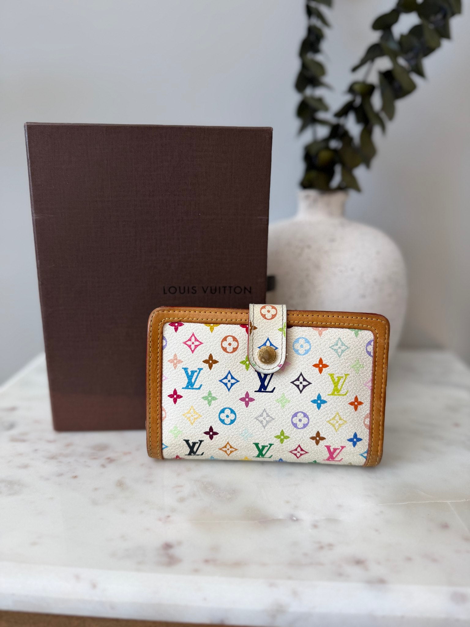 Louis Vuitton White Multicolor Monogram French Wallet 