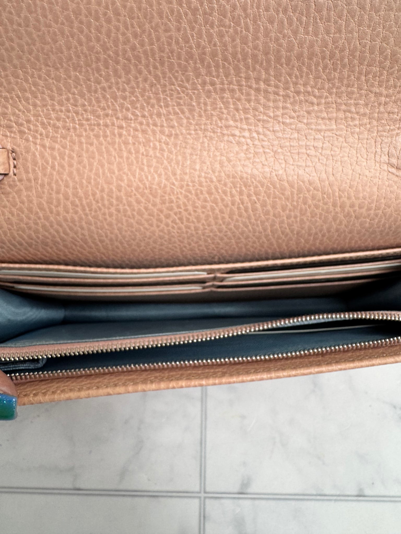 Gucci Pink Pebbled Leather Wallet On A Chain