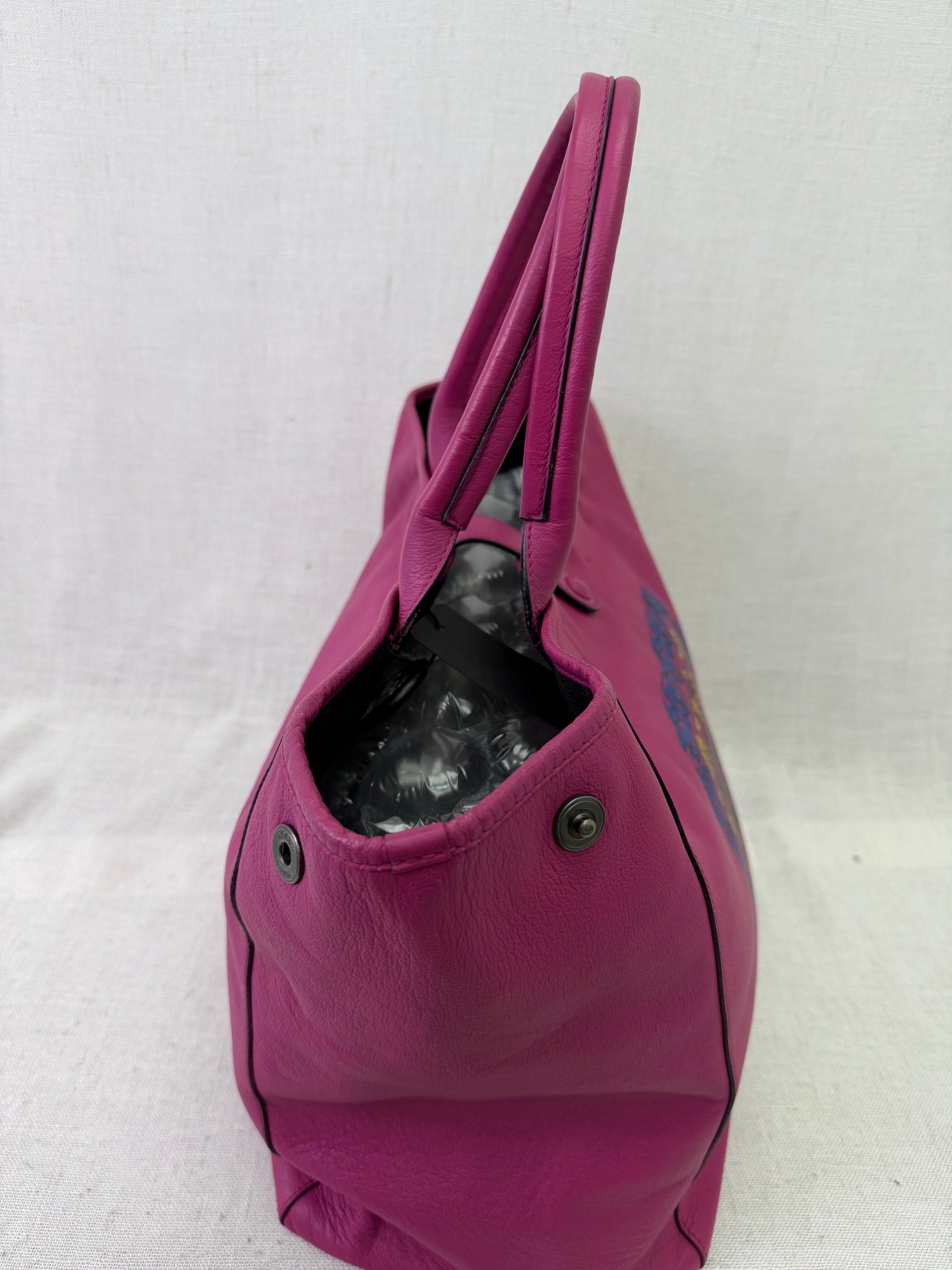 Loewe Magenta Leather Barocco Anagram Tote Bag