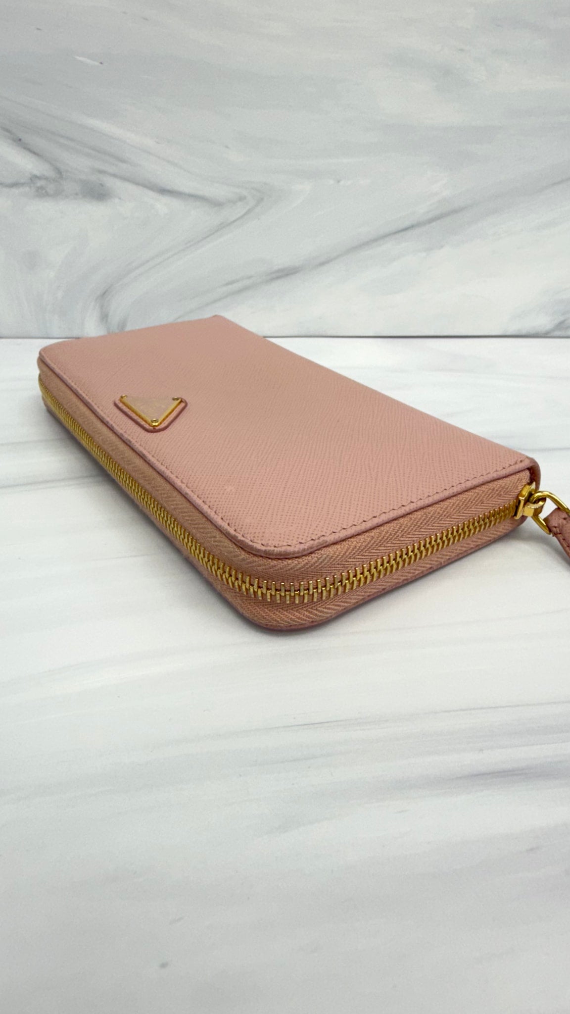 Prada Pink Saffiano Leather Long Zippy Wallet