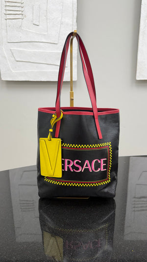 Versace Black Leather Tote Bag