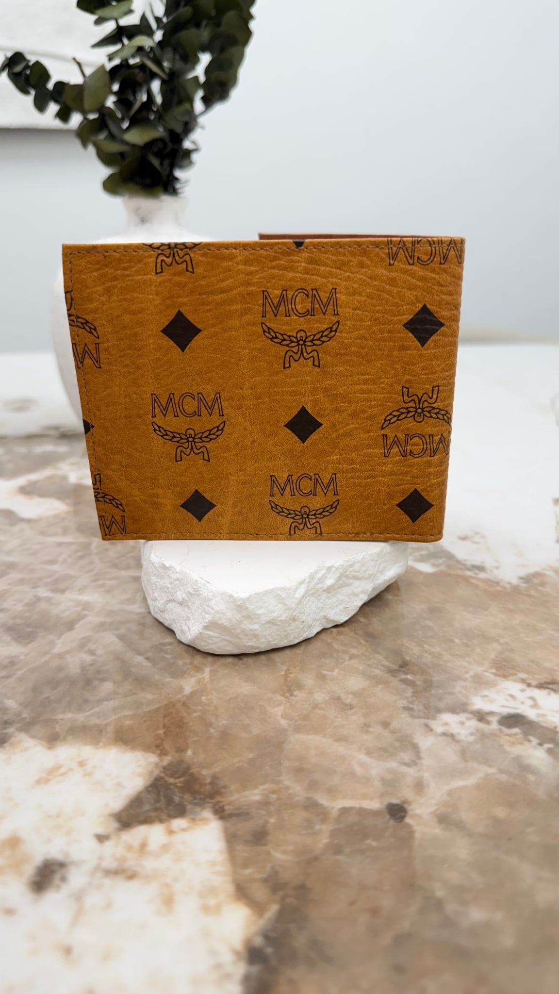 MCM Cognac Visetos Leather Bifold